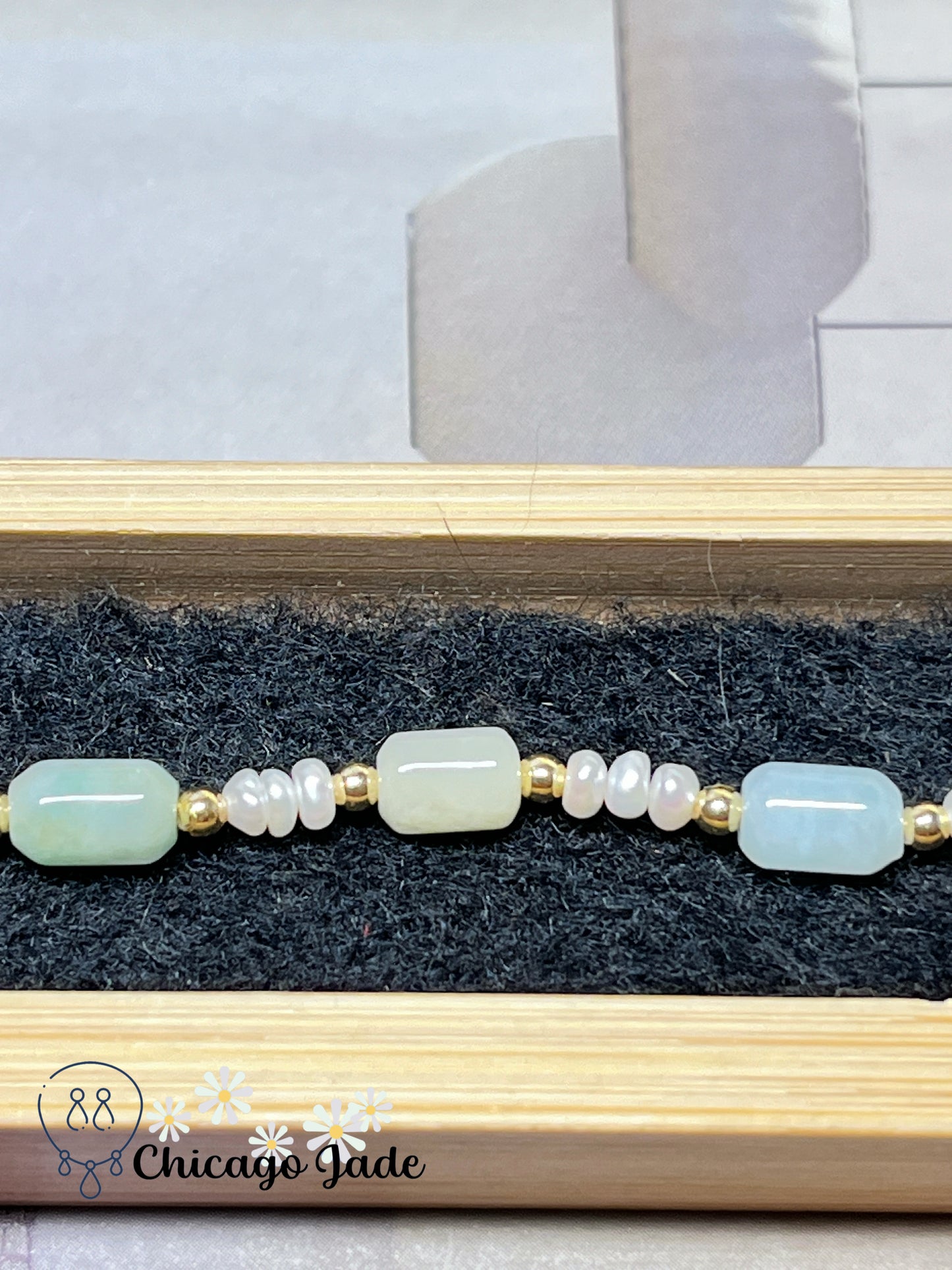 Dainty Minimalist Elegant Natural Grade A Untreated Burma Jadeite Jade Feicui with Freshwater Pearls Handmade Gift