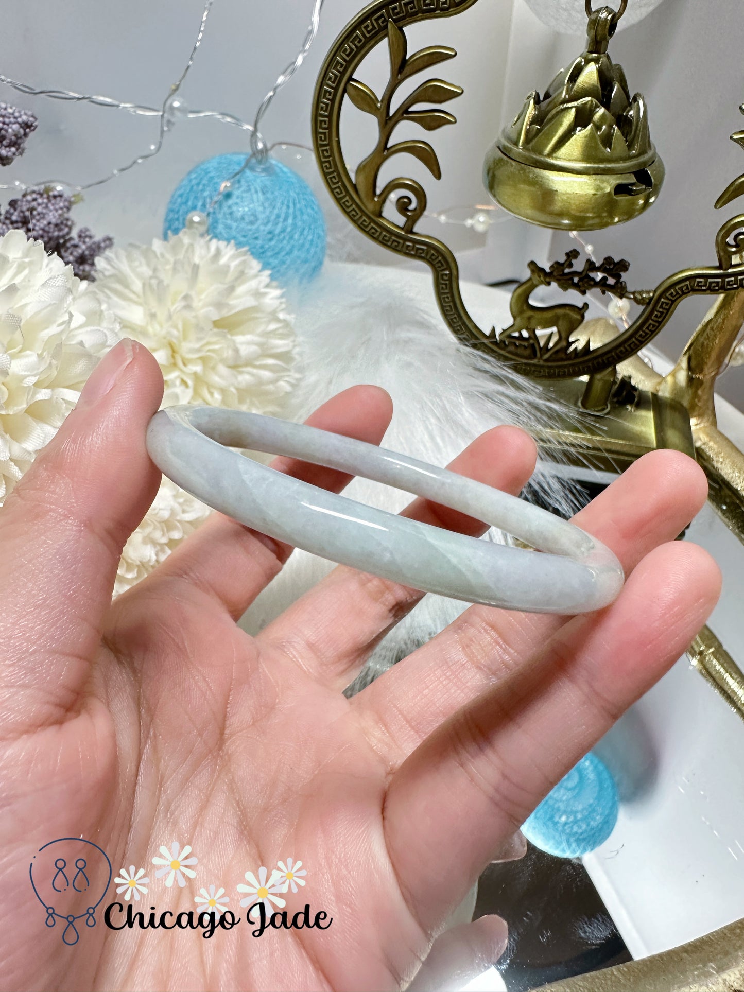 White Base Orange Highlight Dainty Jadeite Jade Feicui Bangle Natural Untreated Grade A Certified Burma