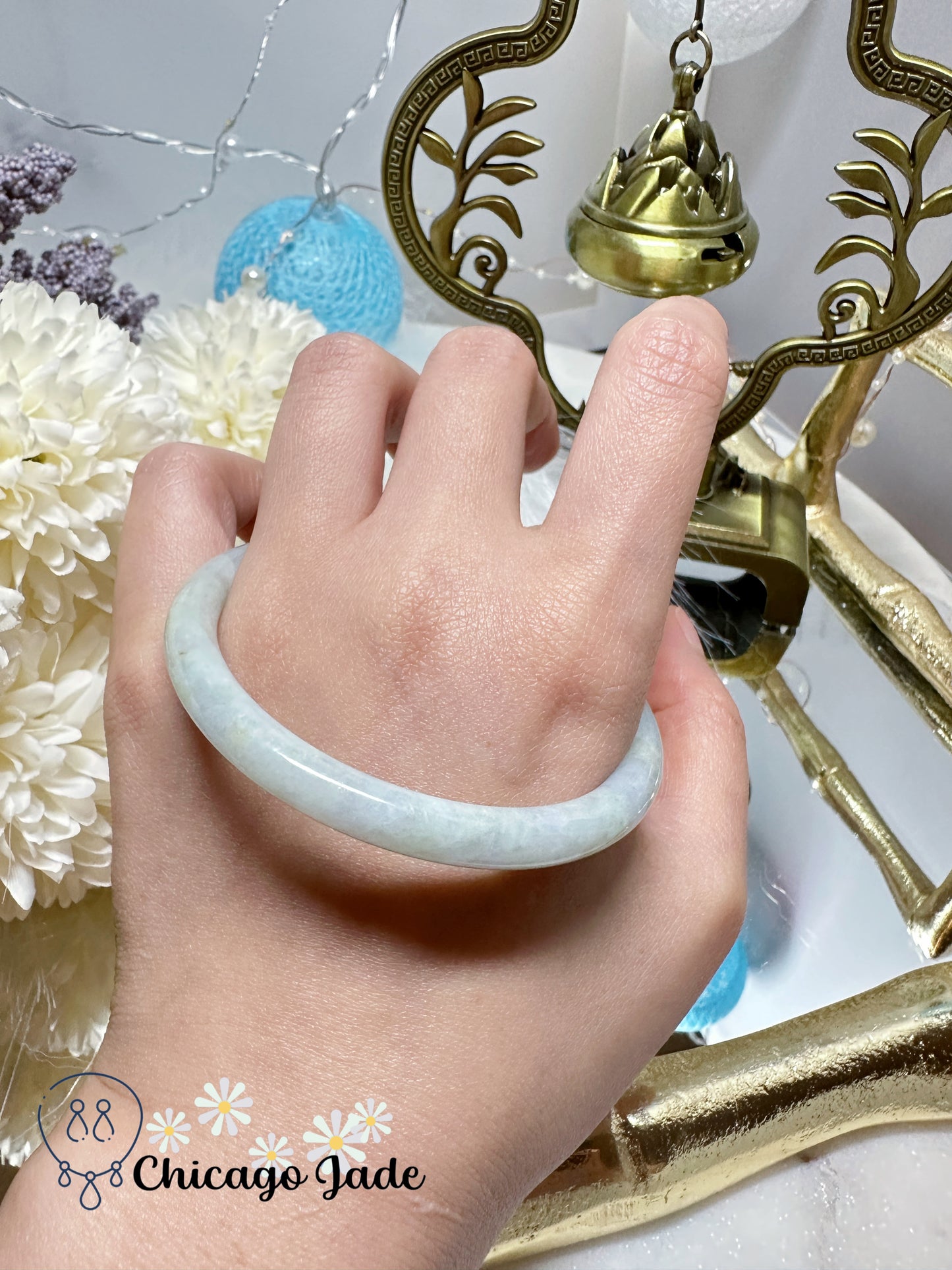 White Base Orange Highlight Dainty Jadeite Jade Feicui Bangle Natural Untreated Grade A Certified Burma