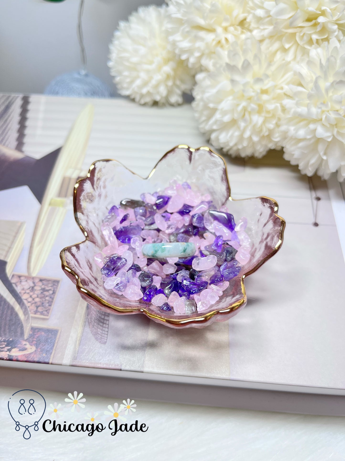 Size 6-6.5 Natural Untreated Jadeite Jade Ring Band Moonlight White with Green Highlights Myanmar Handmade Finely Polished