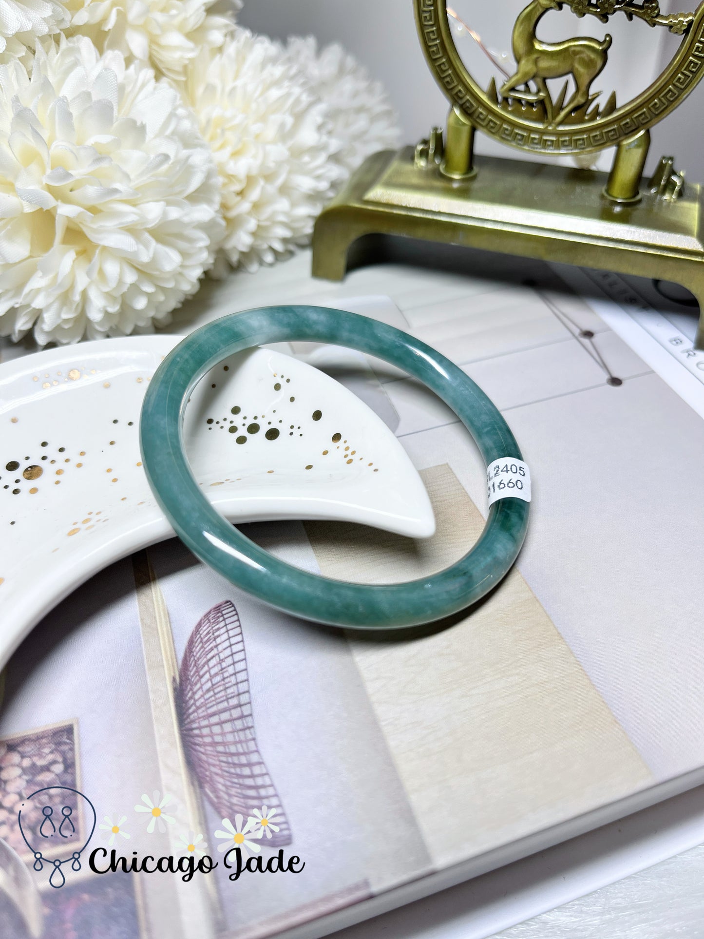 55.2mm Size M Round Full Green Natural Jadeite Jade Feicui Bangle Untreated Certified Burma