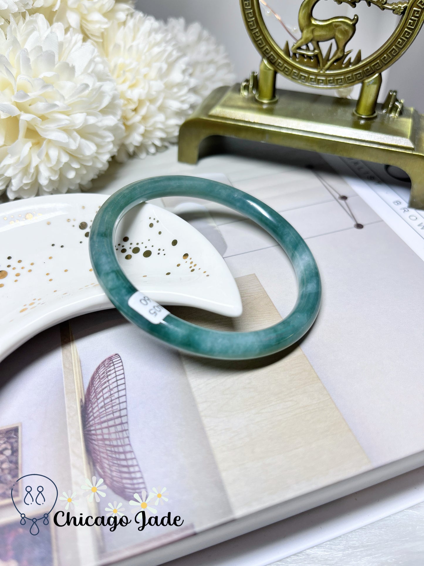 55.2mm Size M Round Full Green Natural Jadeite Jade Feicui Bangle Untreated Certified Burma
