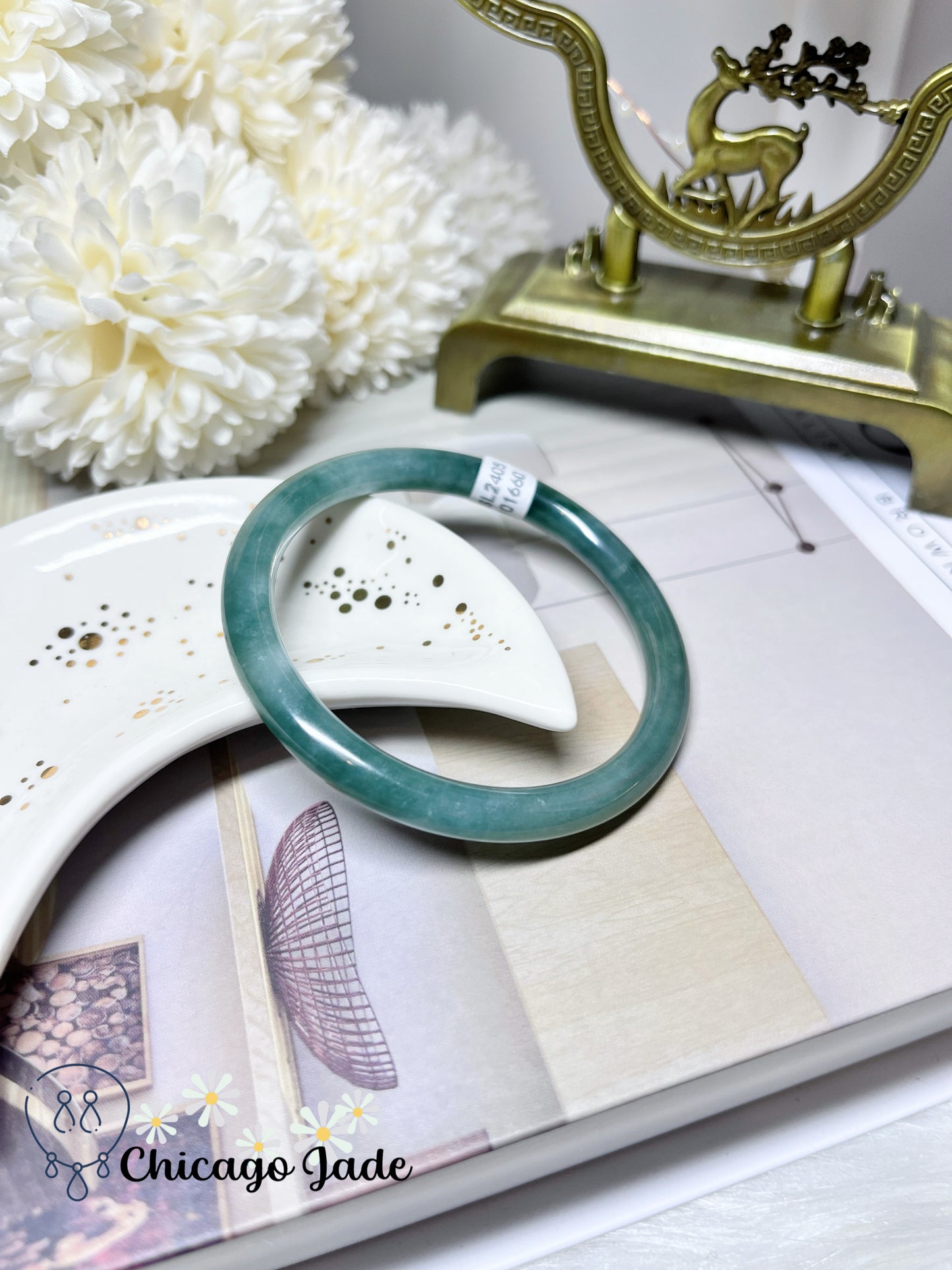 55.2mm Size M Round Full Green Natural Jadeite Jade Feicui Bangle Untreated Certified Burma