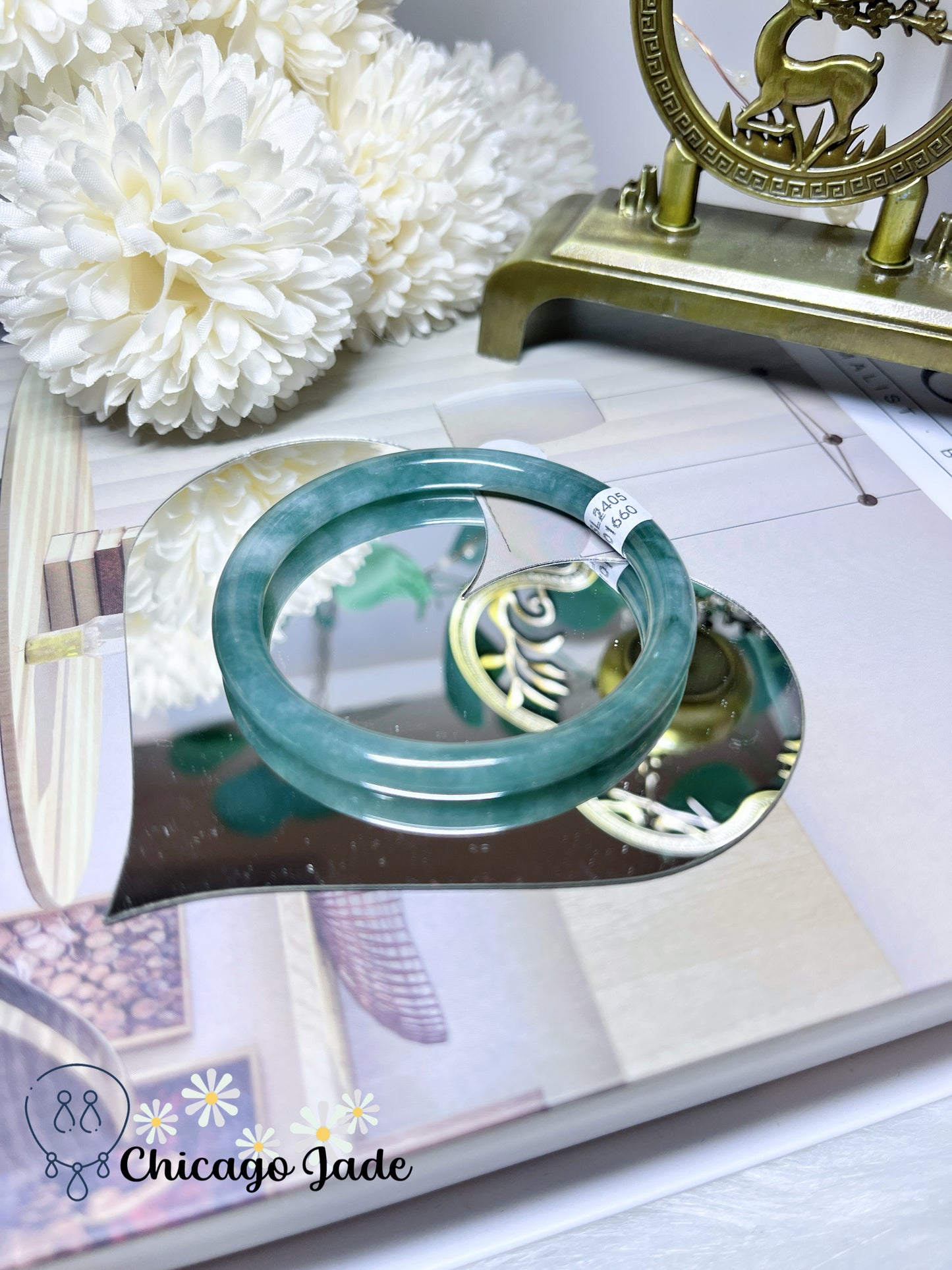 55.2mm Size M Round Full Green Natural Jadeite Jade Feicui Bangle Untreated Certified Burma