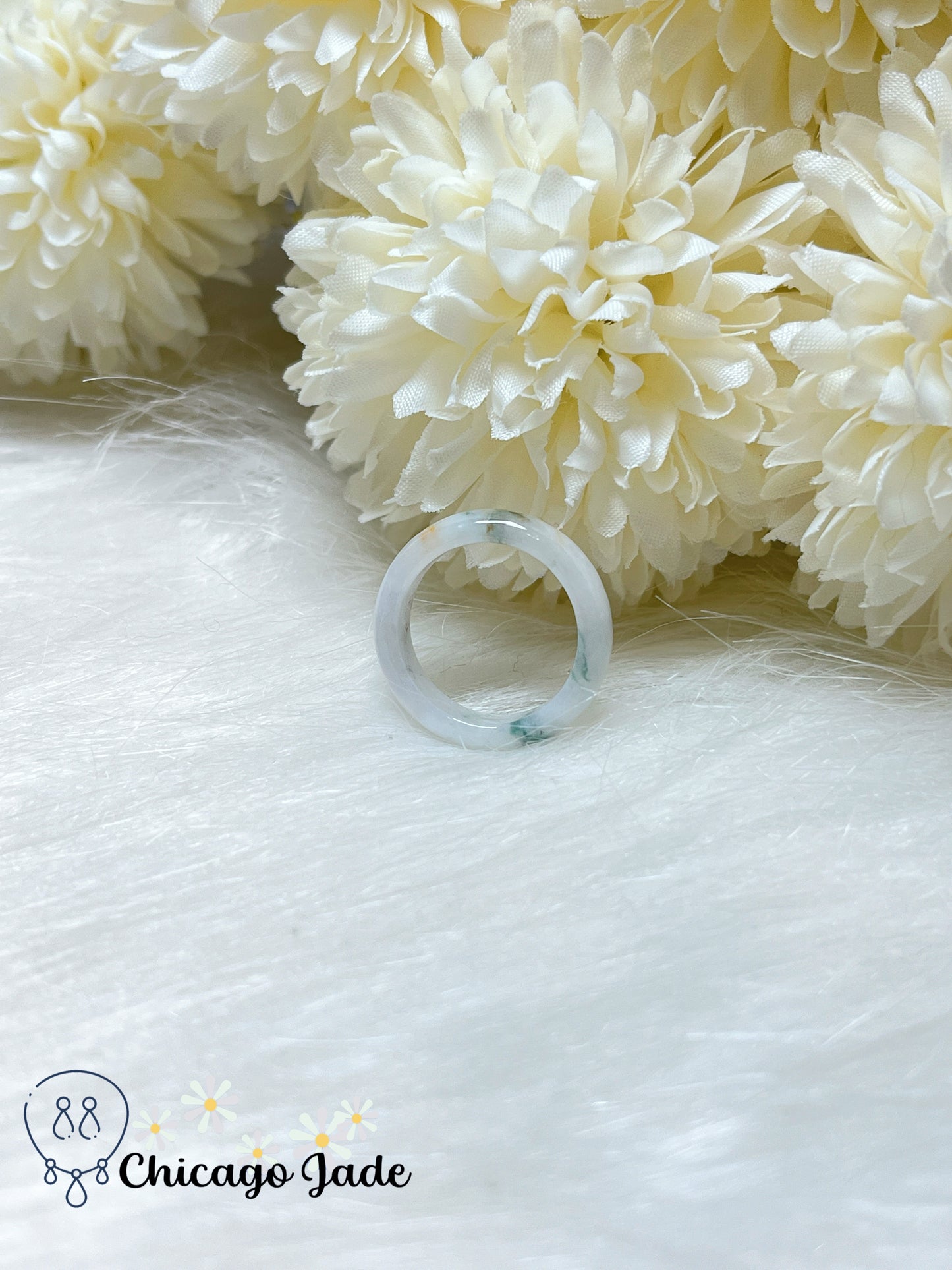 Size 6 Natural Grade A Authentic Handmade Certified Burma Jadeite Jade Feicui Ring Band