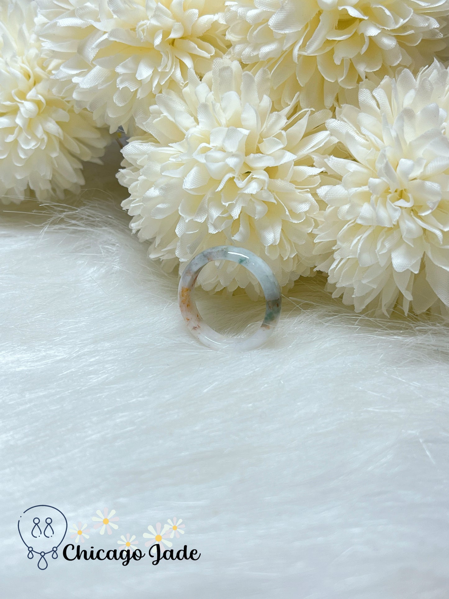 Size 9.5 Multi-Color Natural Grade A Untreated Authentic Certified Burma Jadeite Jade Feicui Ring Band