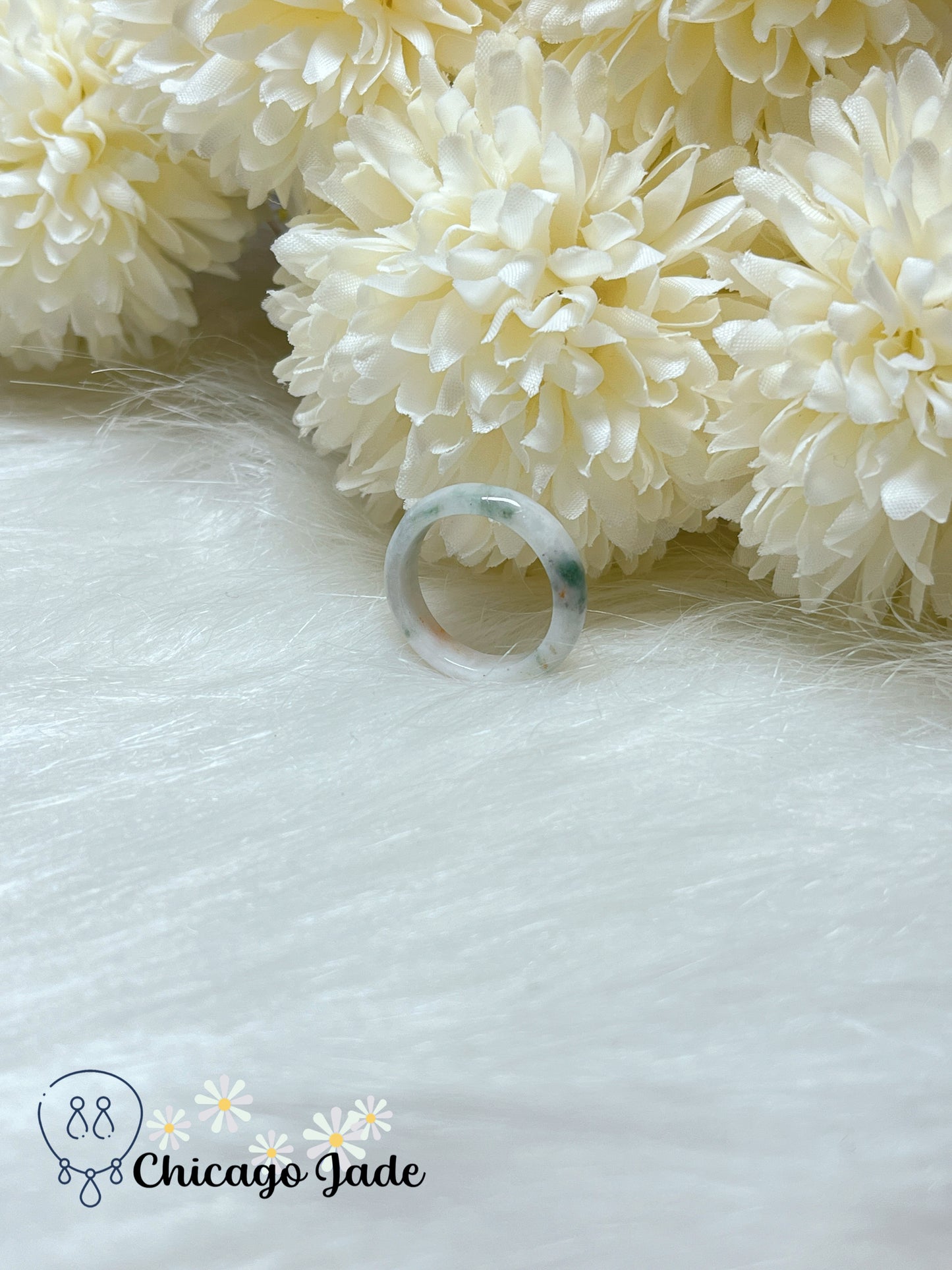 Size 6 Natural Grade A Certified Handmade Burma Jadeite Jade Feicui Ring Band