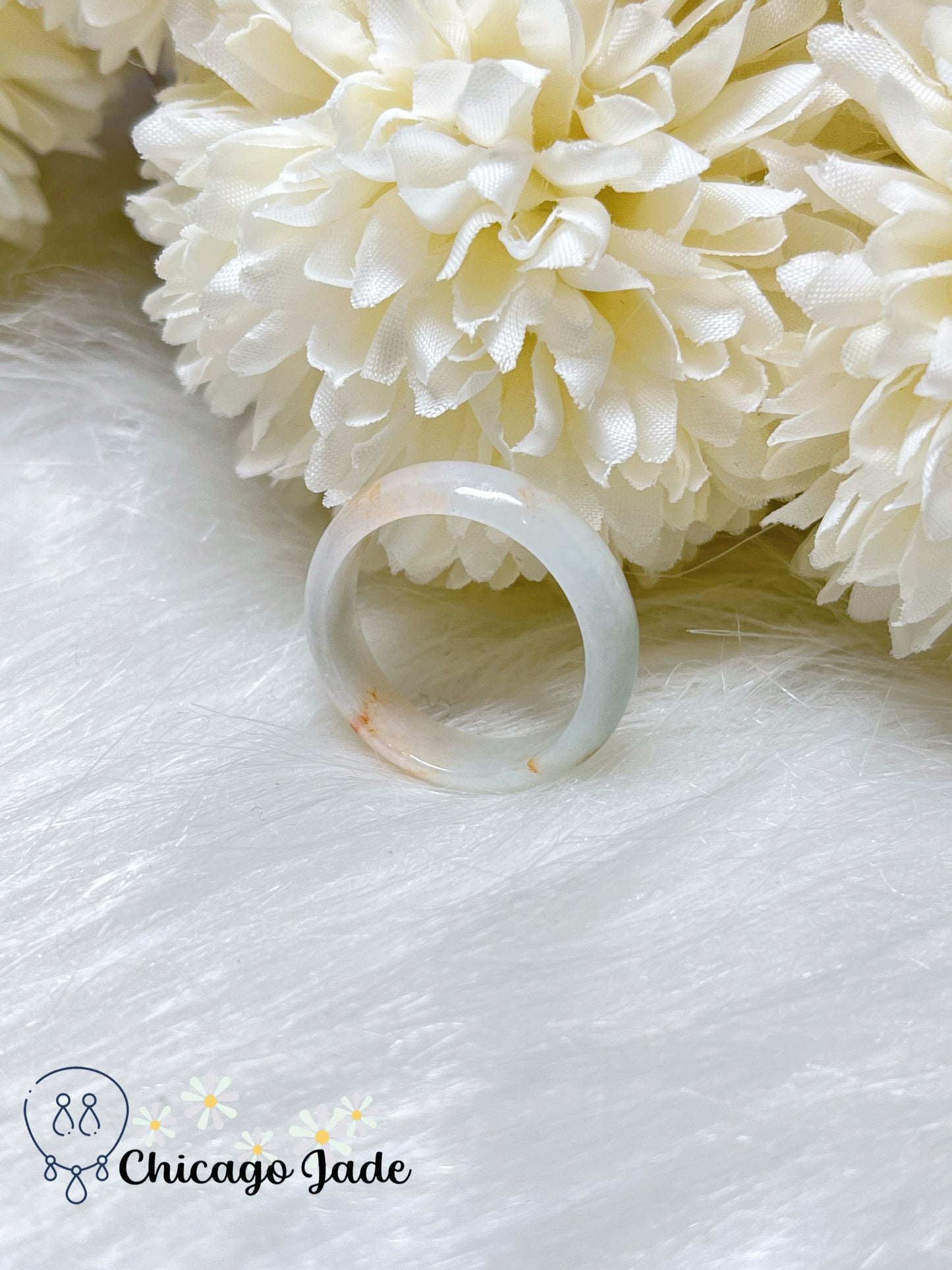 Size 9.5 Natural Grade A Authentic Certified Handmade Jadeite Jade Feicui Ring Band