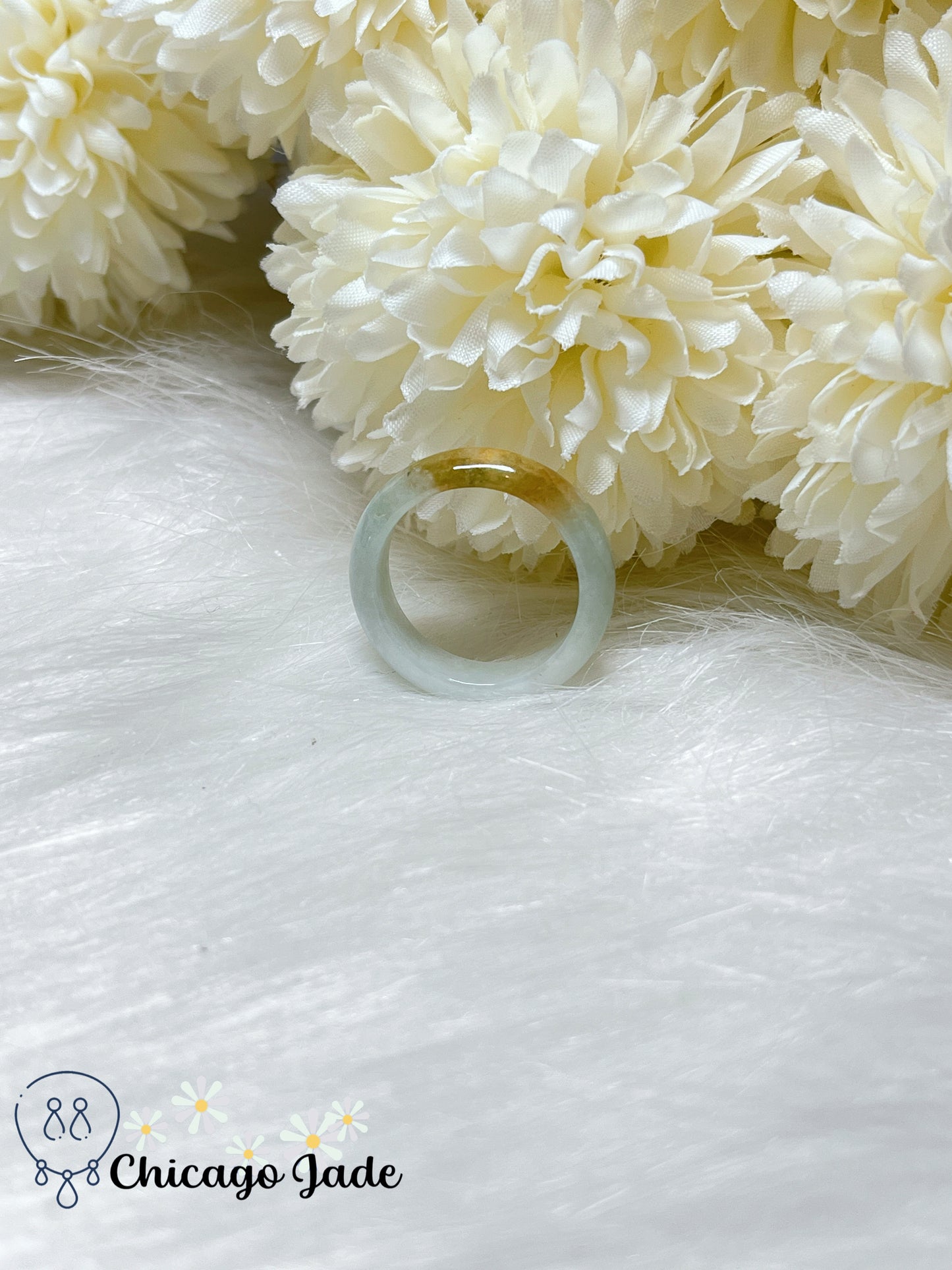 Size 8.5 Natural Grade A Authentic Handmade Burma Jadeite Jade Feicui Ring Band