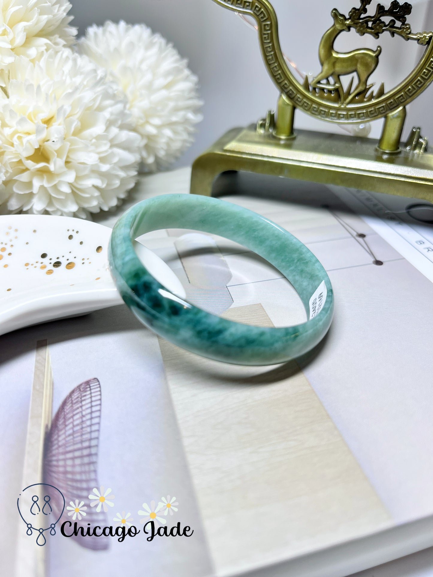 51.1mm Size XXS Dainty Thin Flat Inside Full Green Princess Style Natural Untreated Jadeite Jade Feicui Bangle Certified Burma