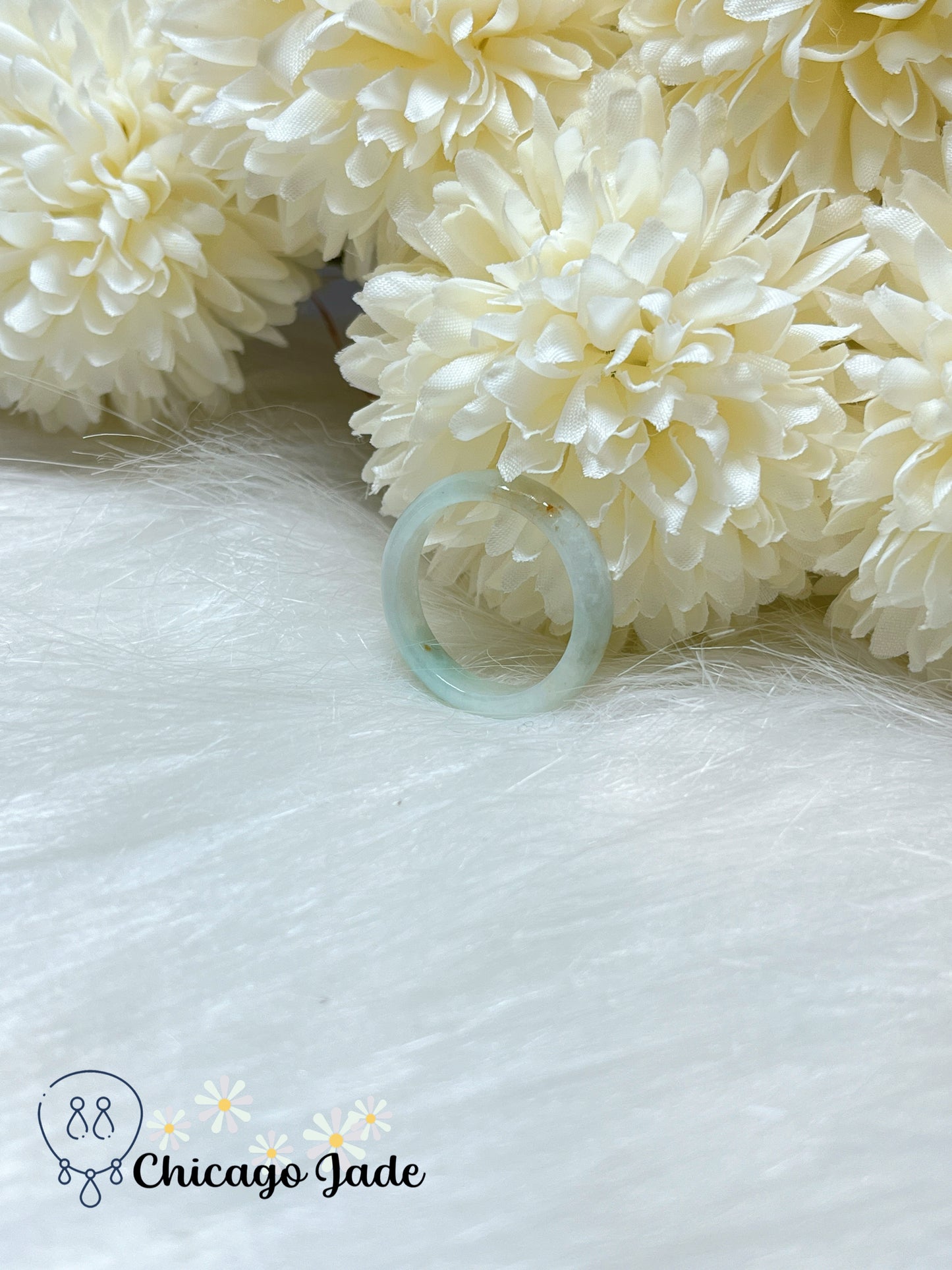 Size 9.5 Icy Green Natural Grade A Authentic Handmade Jadeite Jade Feicui Ring Band Handmade Gift