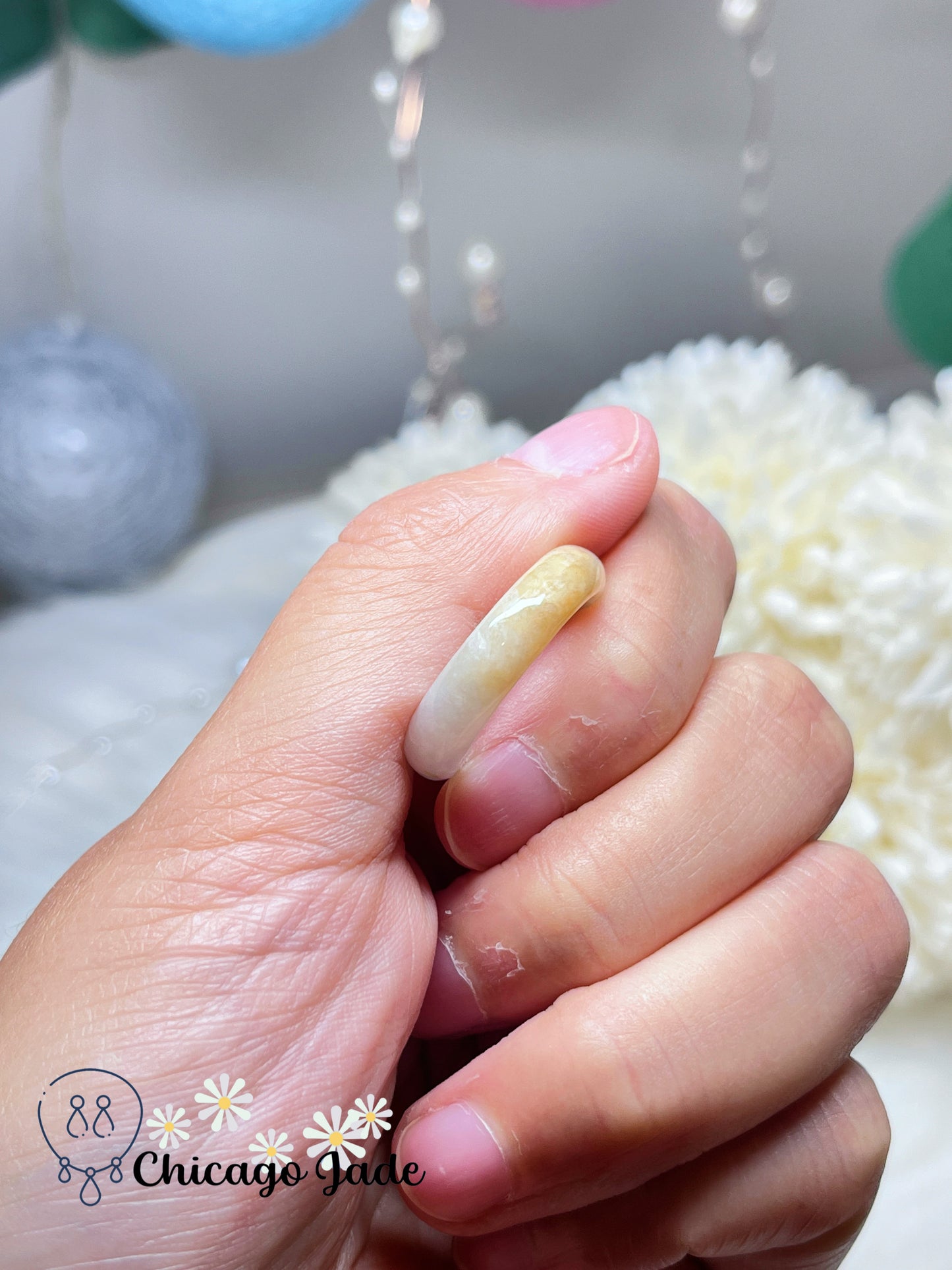 Size 7.5 Natural Grade A Authentic Jadeite Jade Feicui Ring Band Certified Handmade Burma