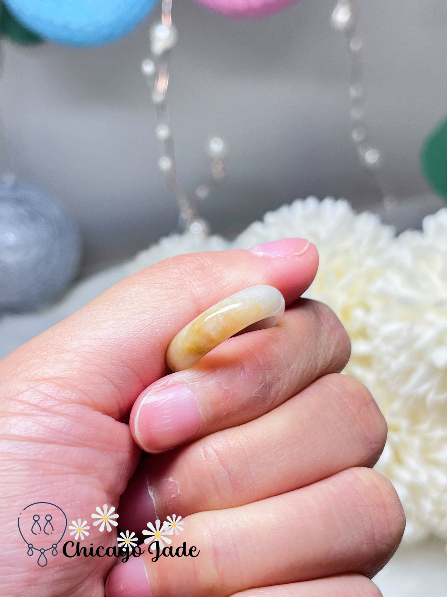 Size 5 Natural Grade A Authentic Handmade Jadeite Jade Feicui Ring Band