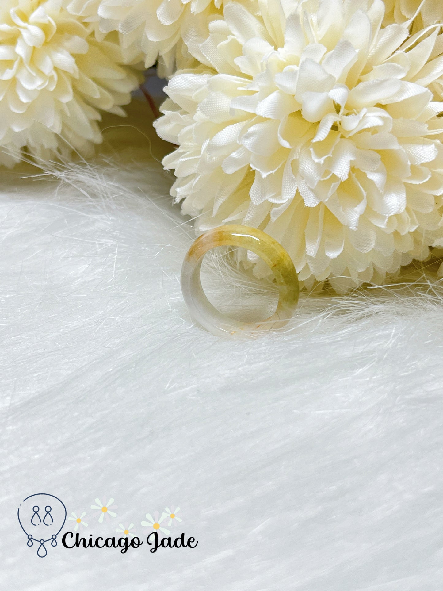 Size 5 Natural Light Yellow Jadeite Jade Feicui Ring Handmade Authentic Certified Burma