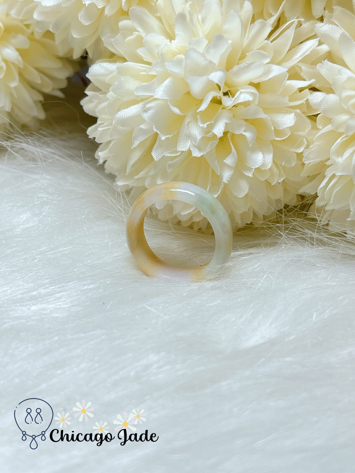 Size 7 Natural Grade A Authentic Handmade Jadeite Jade Feicui RIng Band