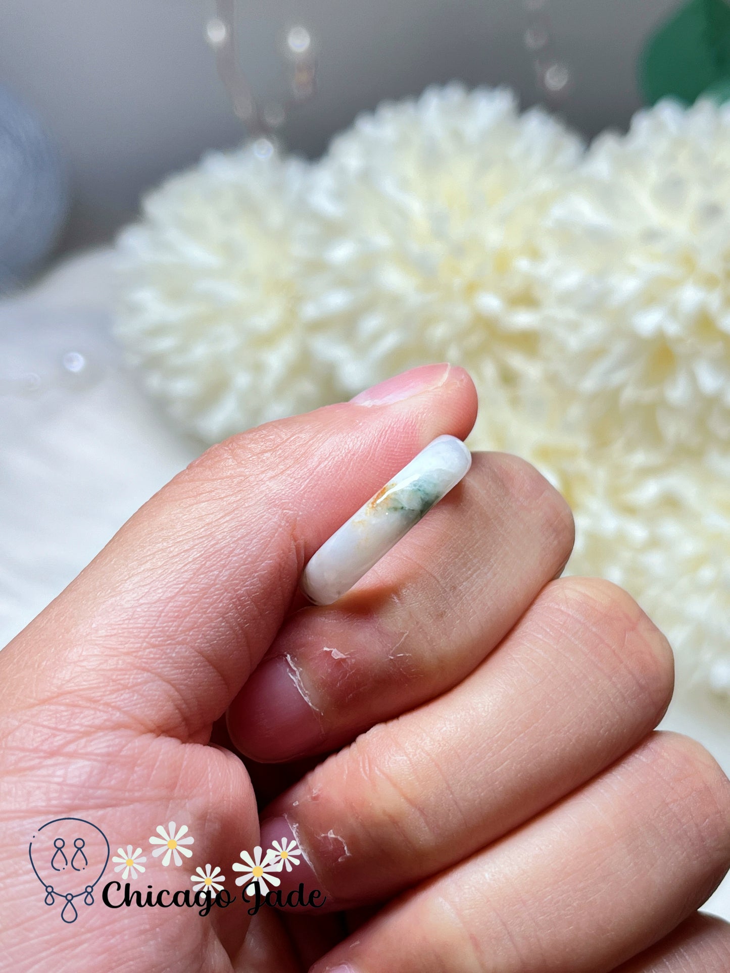 Size 5 Natural Grade A Authentic Burma Jadeite Jade Feicui Ring Band Handmade Certified