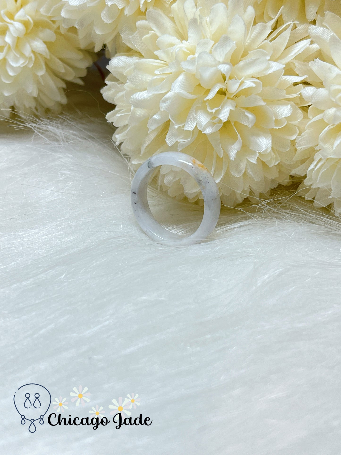 Size 8.5 Natural Grade A Authentic Handmade Jadeite Jade Feicui Ring Band Certified Burma