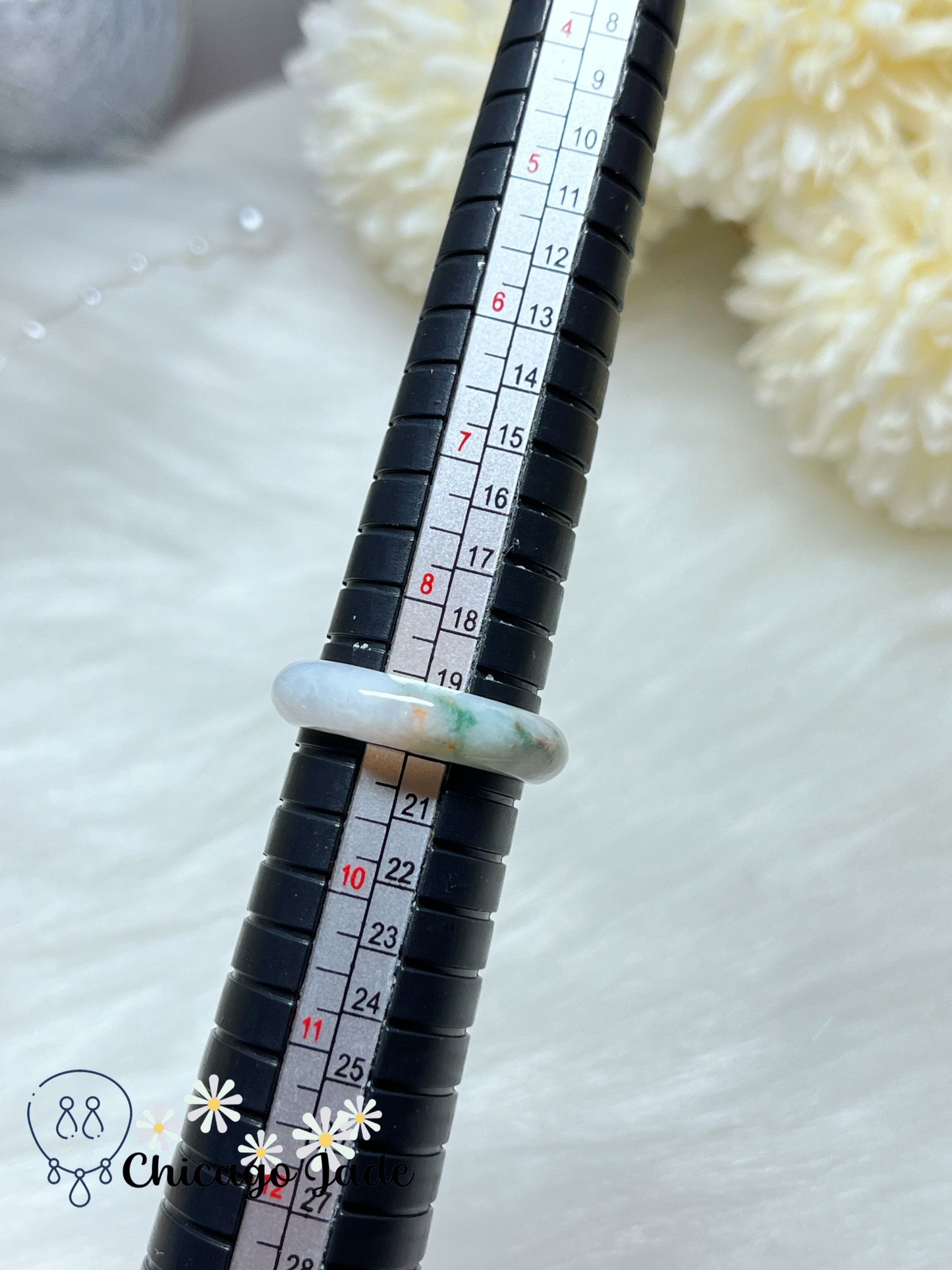 Size 8.5 Natural Grade A Authentic Jadeite Jade Feicui Ring Band Handmade Gift
