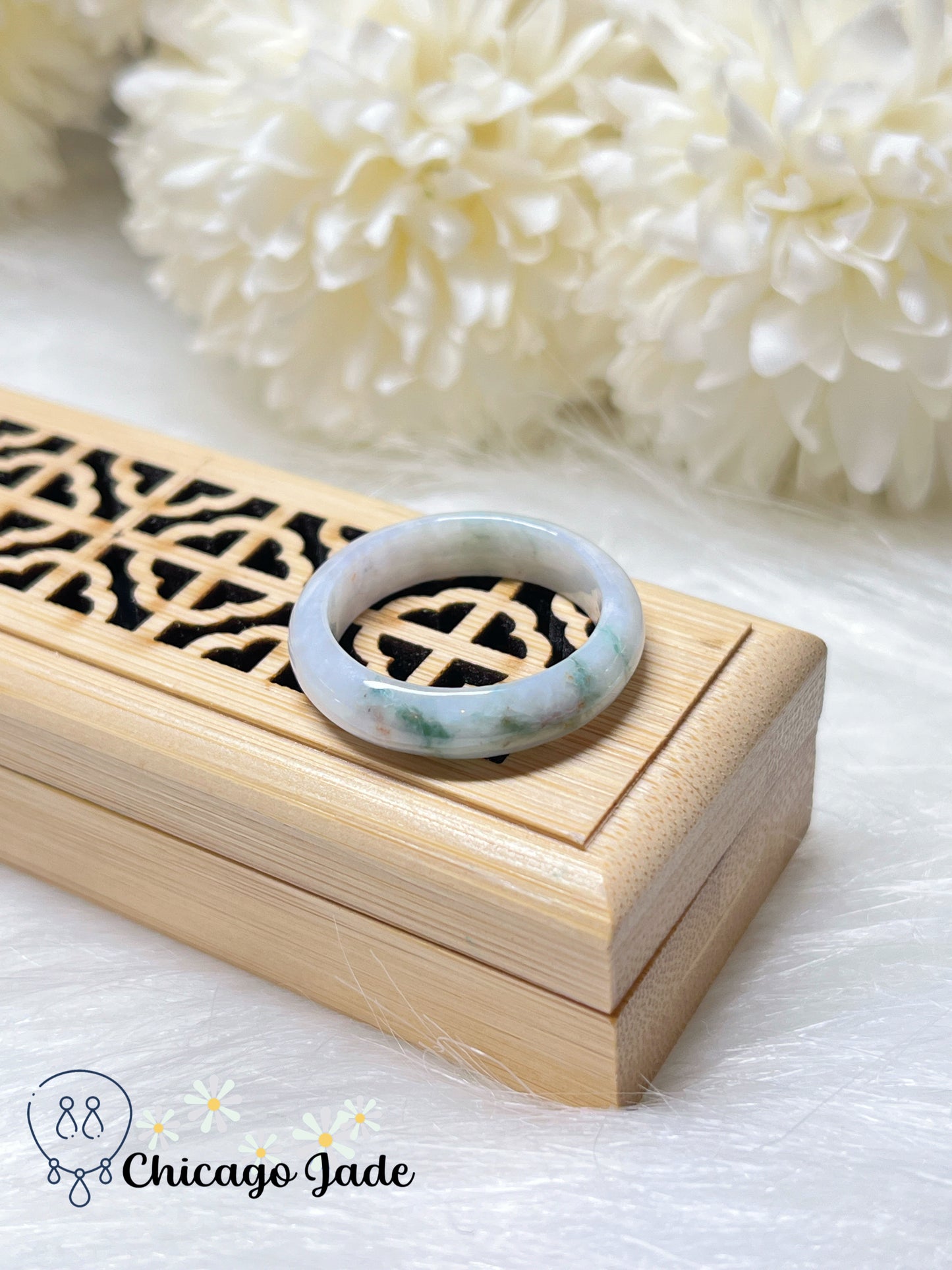 Size 8.5 Natural Grade A Authentic Jadeite Jade Feicui Ring Band Handmade Gift