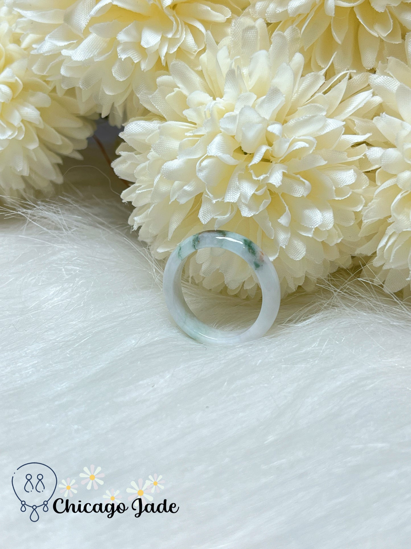 Size 8.5 Natural Grade A Authentic Jadeite Jade Feicui Ring Band Handmade Gift
