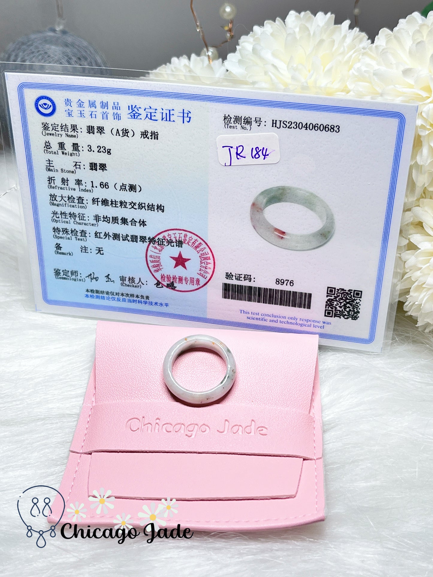 Size 7 Natural Grade A Authentic Jadeite Jade Feicui Ring Band Handmade Gift