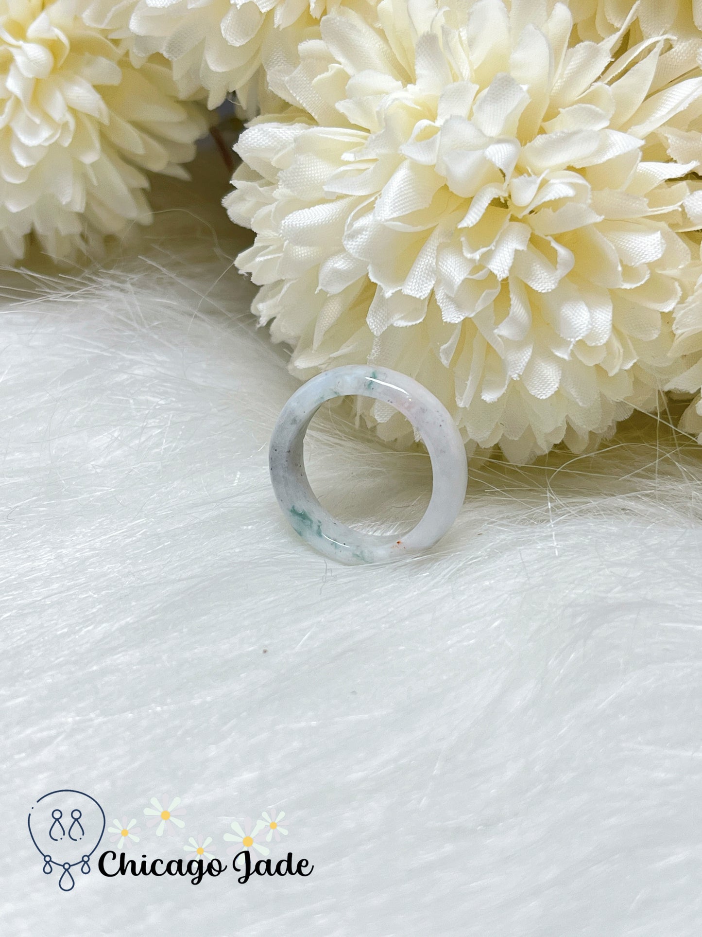 Size 5.5 Natural Grade A Jadeite Jade Feicui Ring Band Handmade Certified Burma