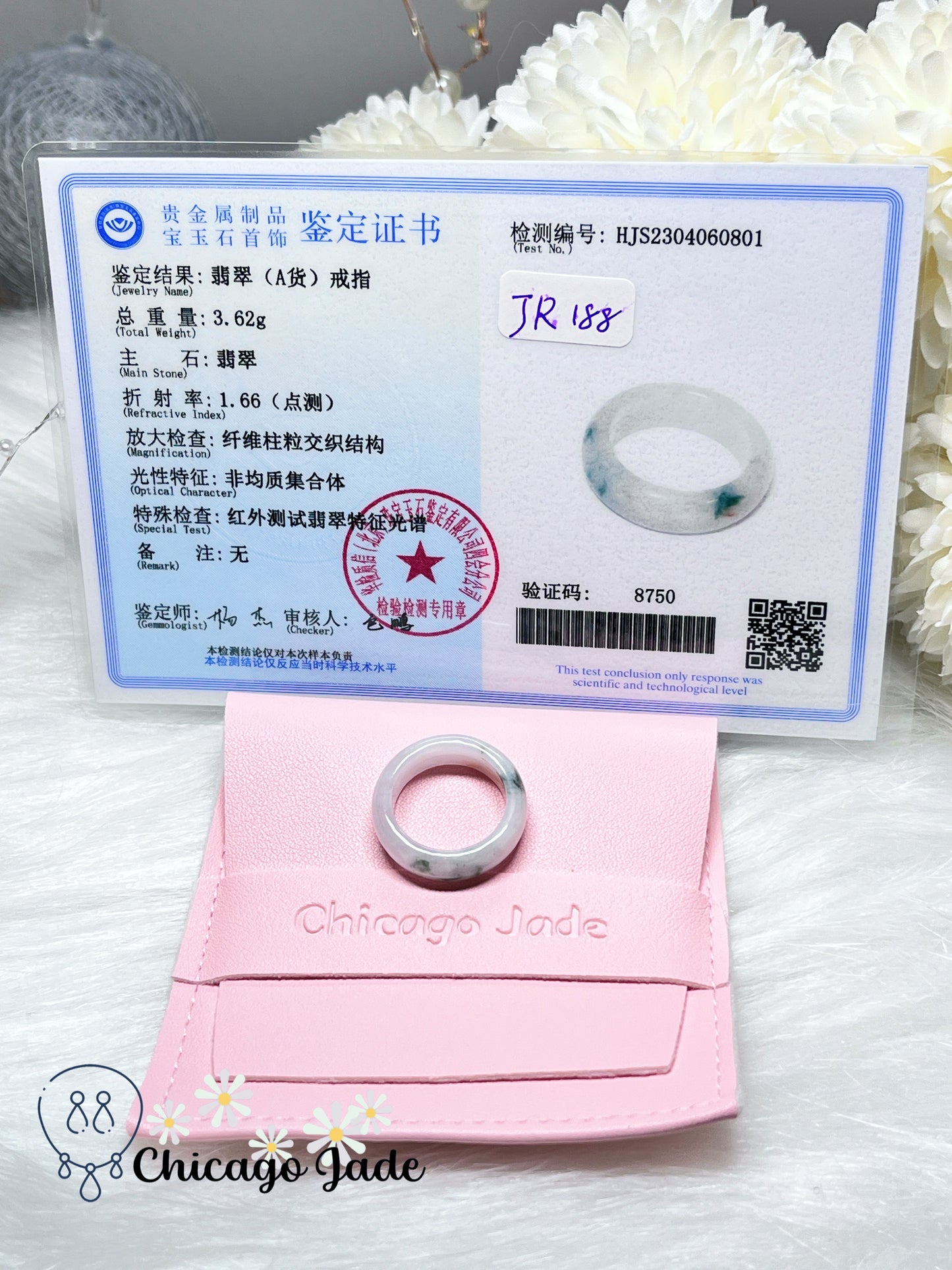 Size 5.5 Natural Grade A Authentic Jadeite Jade Feicui Ring Band Handmade Gift