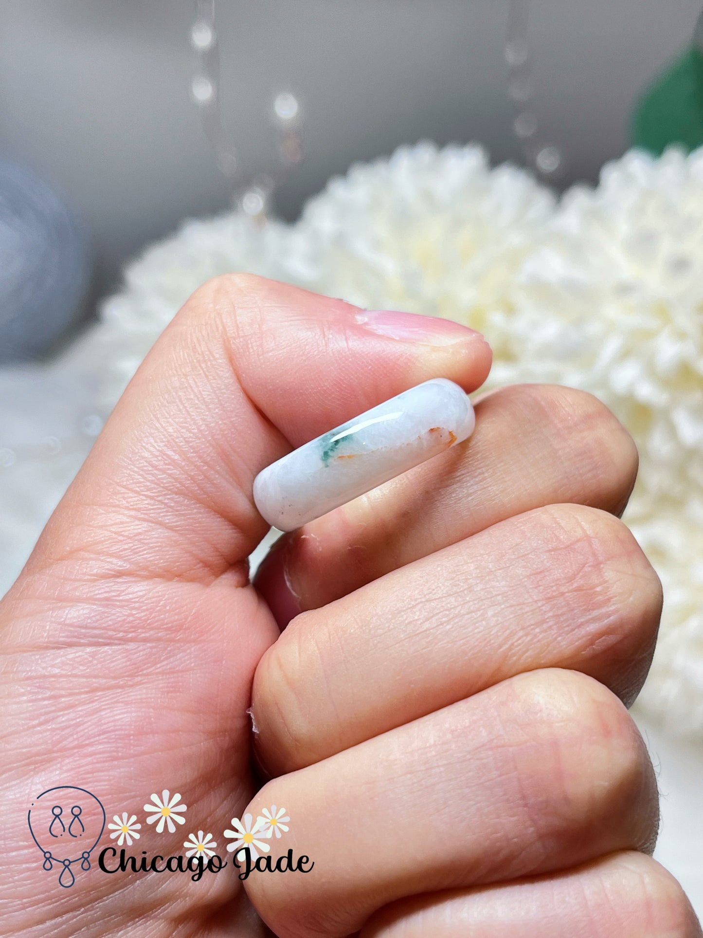 Size 5.5 Natural Grade A Authentic Jadeite Jade Feicui Ring Band Handmade Gift