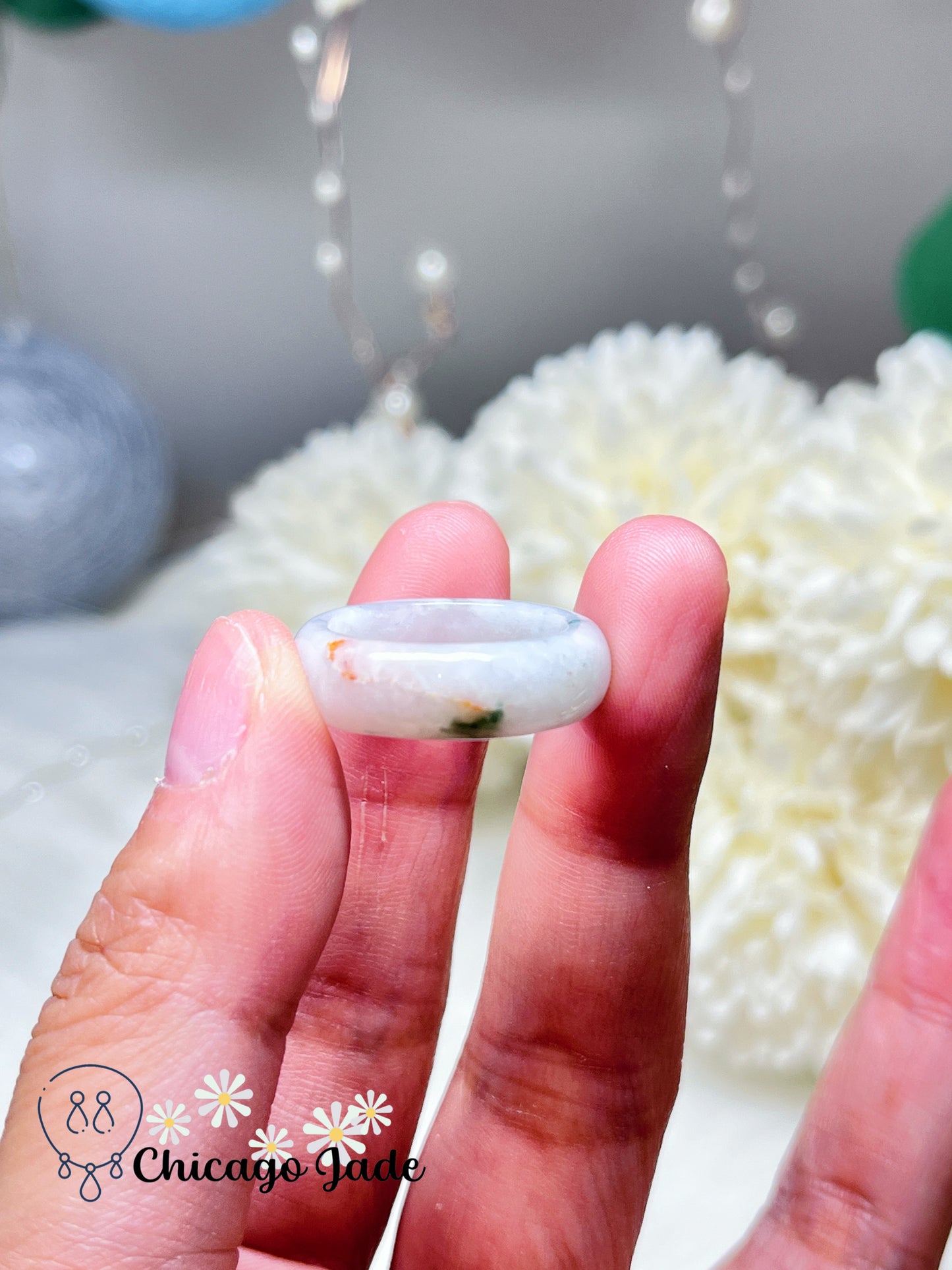 Size 5.5 Natural Grade A Authentic Jadeite Jade Feicui Ring Band Handmade Gift