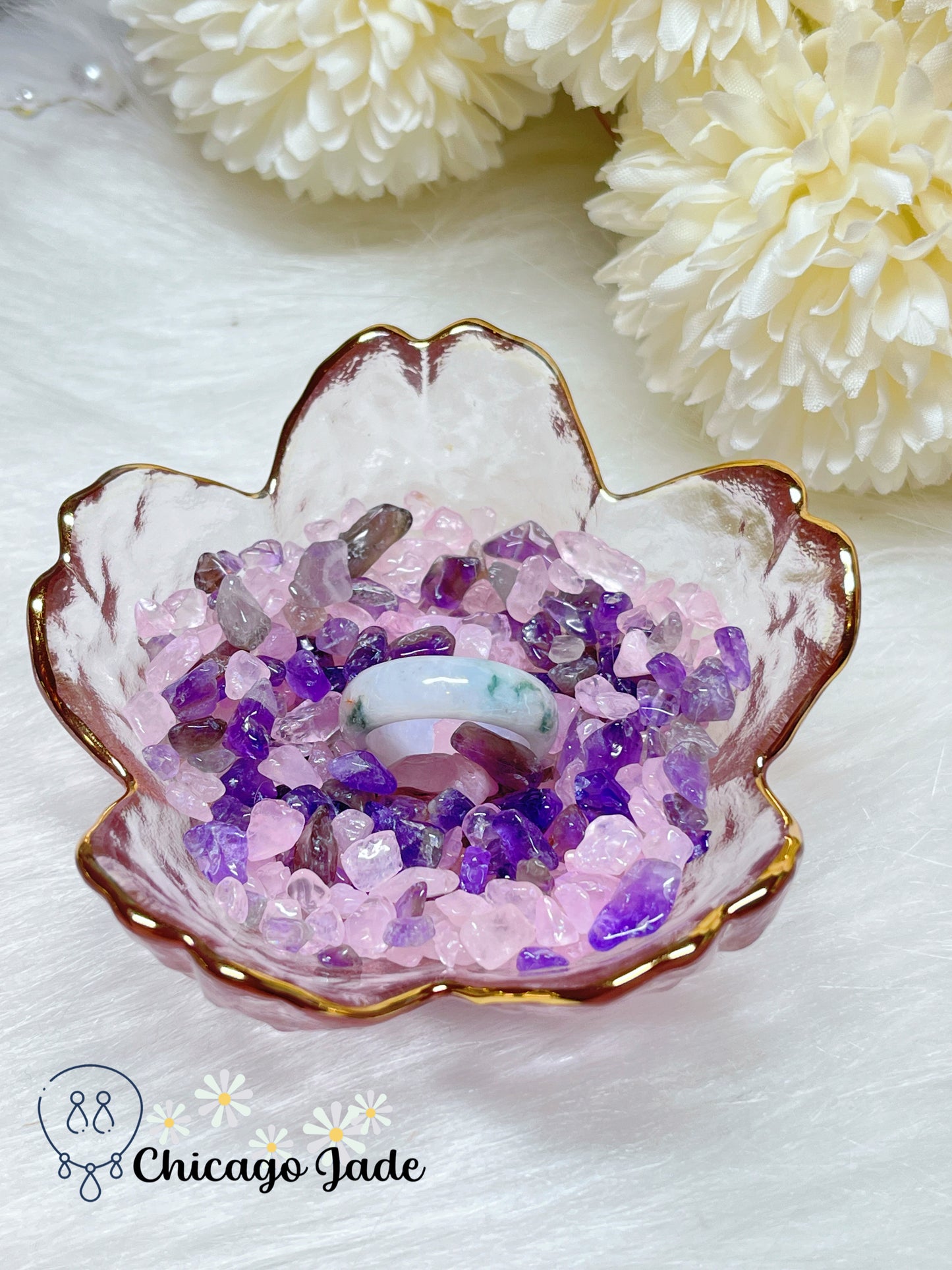 Size 5.5 Natural Grade A Authentic Jadeite Jade Feicui Ring Band Handmade Gift