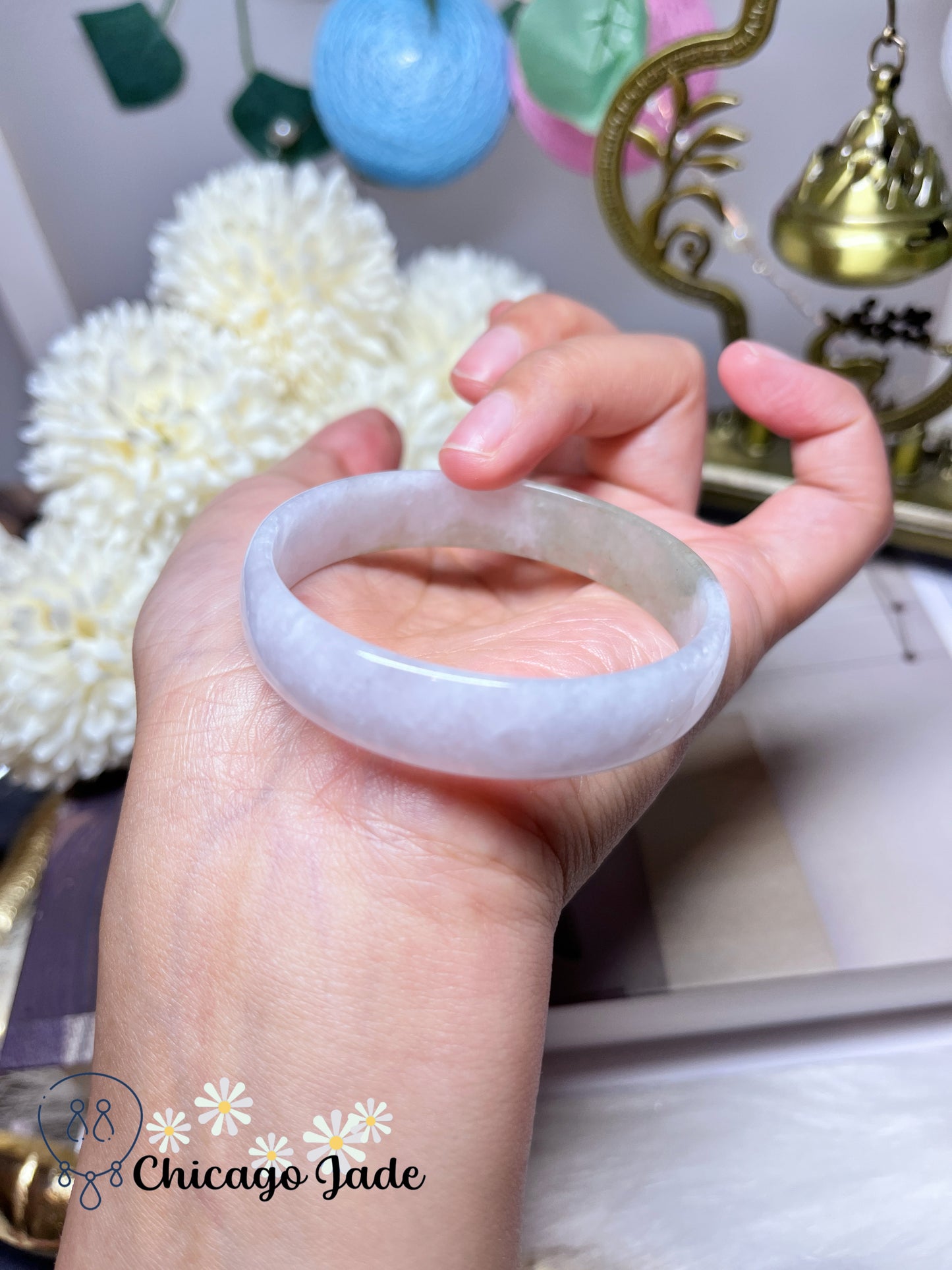 52mm Size XS Icy Translucent Jadeite Jade Feicui Bangle Certified Burma