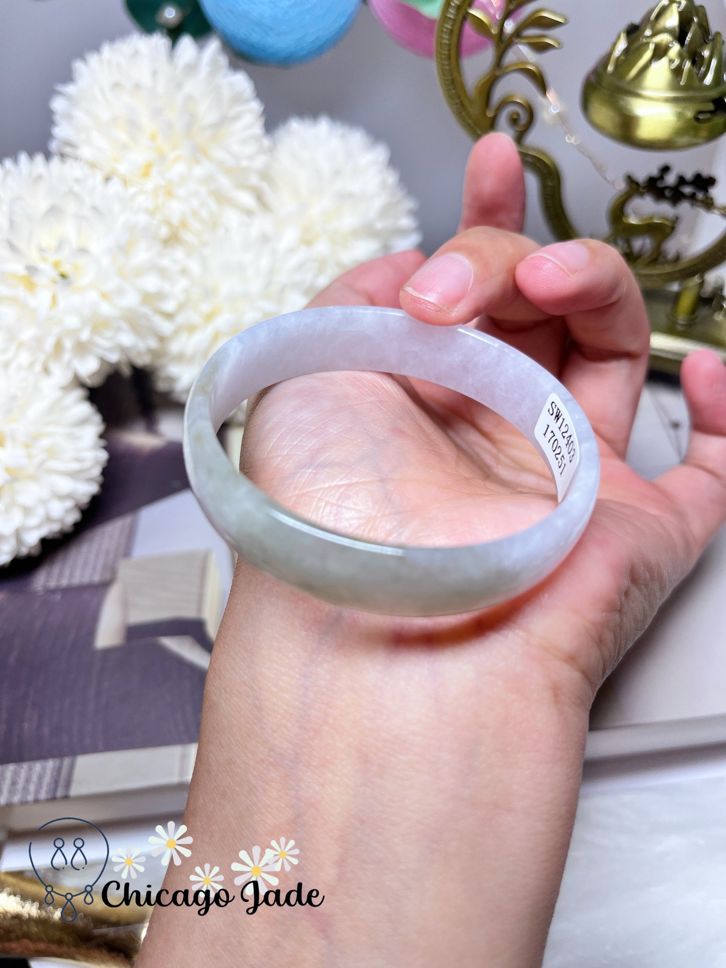 52mm Size XS Icy Translucent Jadeite Jade Feicui Bangle Certified Burma