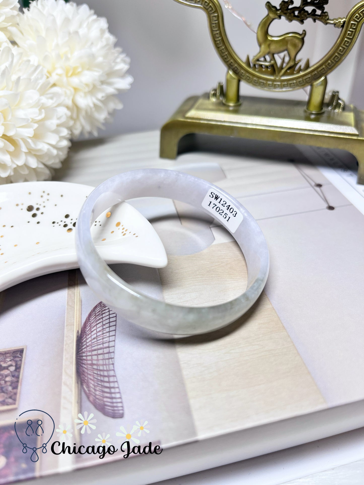 52mm Size XS Icy Translucent Jadeite Jade Feicui Bangle Certified Burma