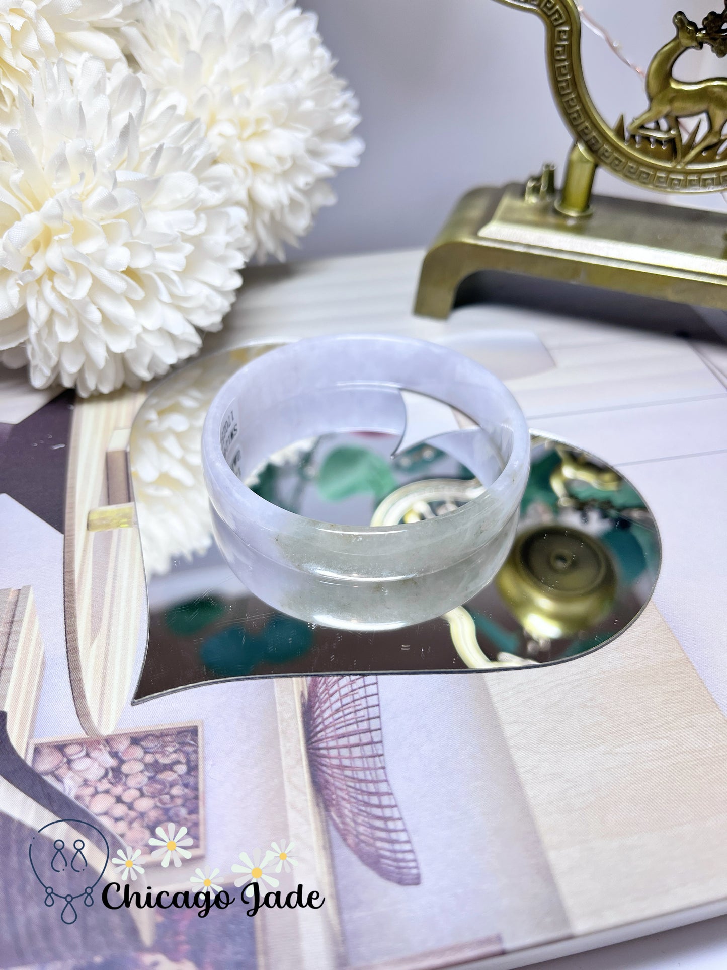 52mm Size XS Icy Translucent Jadeite Jade Feicui Bangle Certified Burma