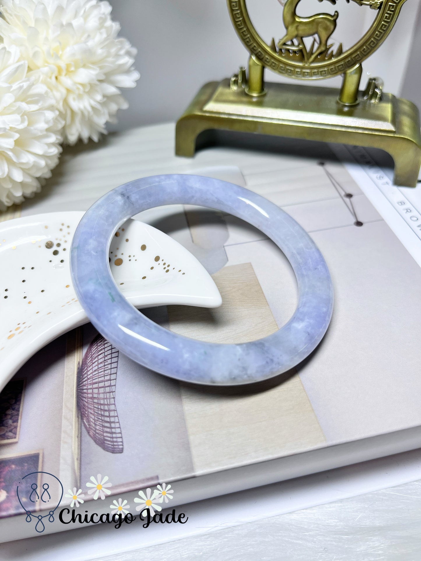 57.2mm Size M Purple Lavender Icy Round Jadeite Jade Feicui Bangle Certified Burma