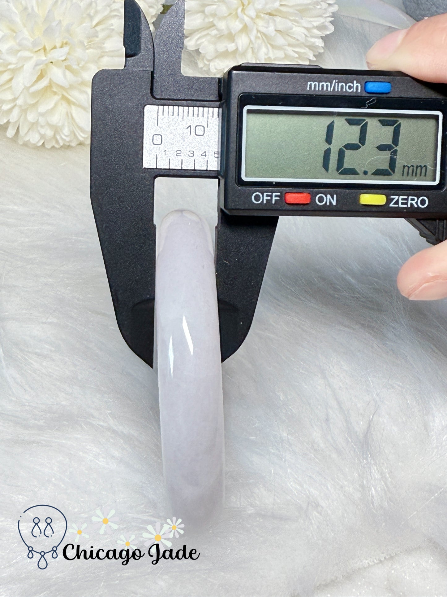56.8mm SIze M Moonlight White Flat Inside Natural Grade A Untreated Certified Burma Jadeite Jade Feicui Bangle