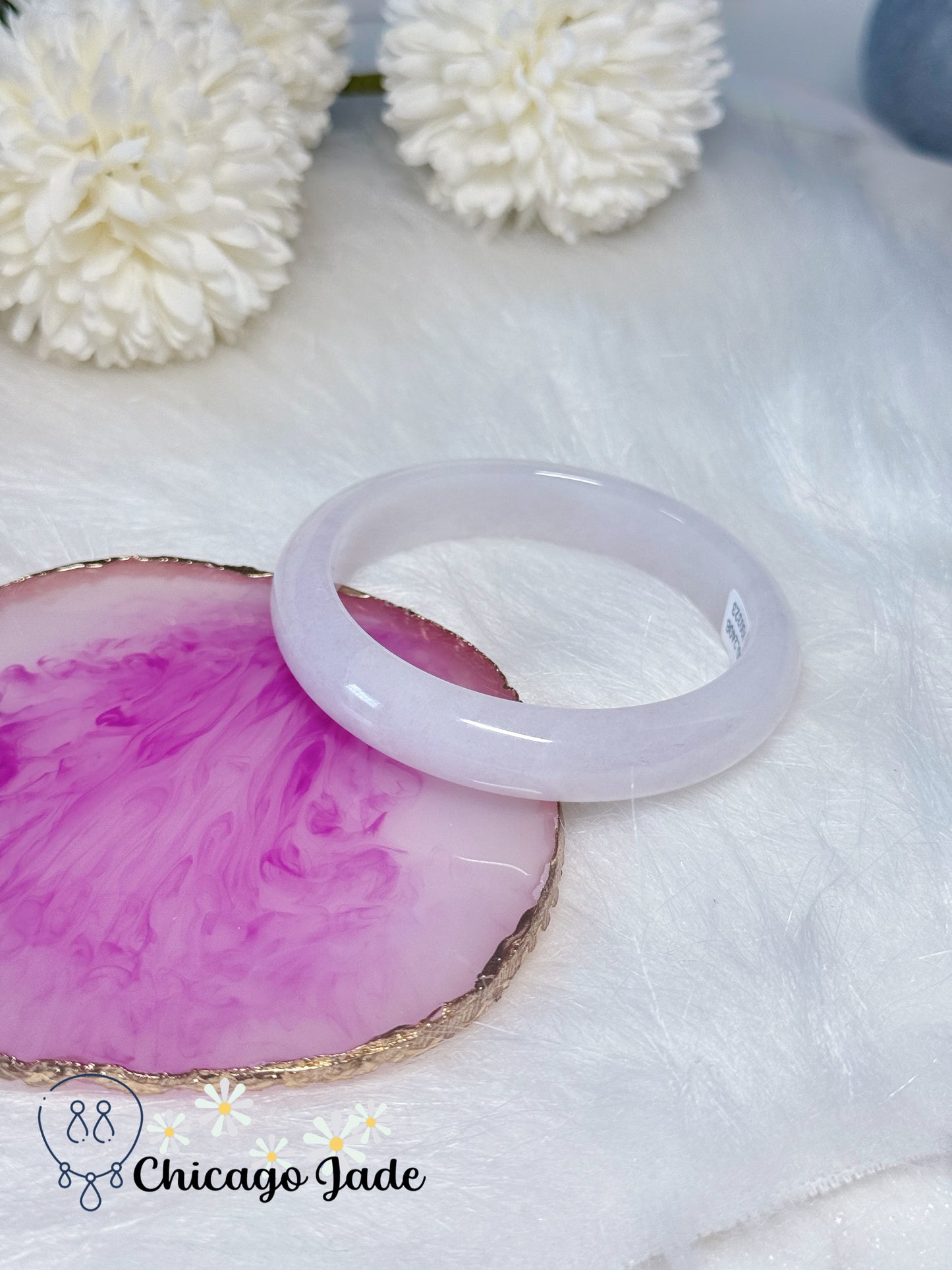 56.8mm SIze M Moonlight White Flat Inside Natural Grade A Untreated Certified Burma Jadeite Jade Feicui Bangle