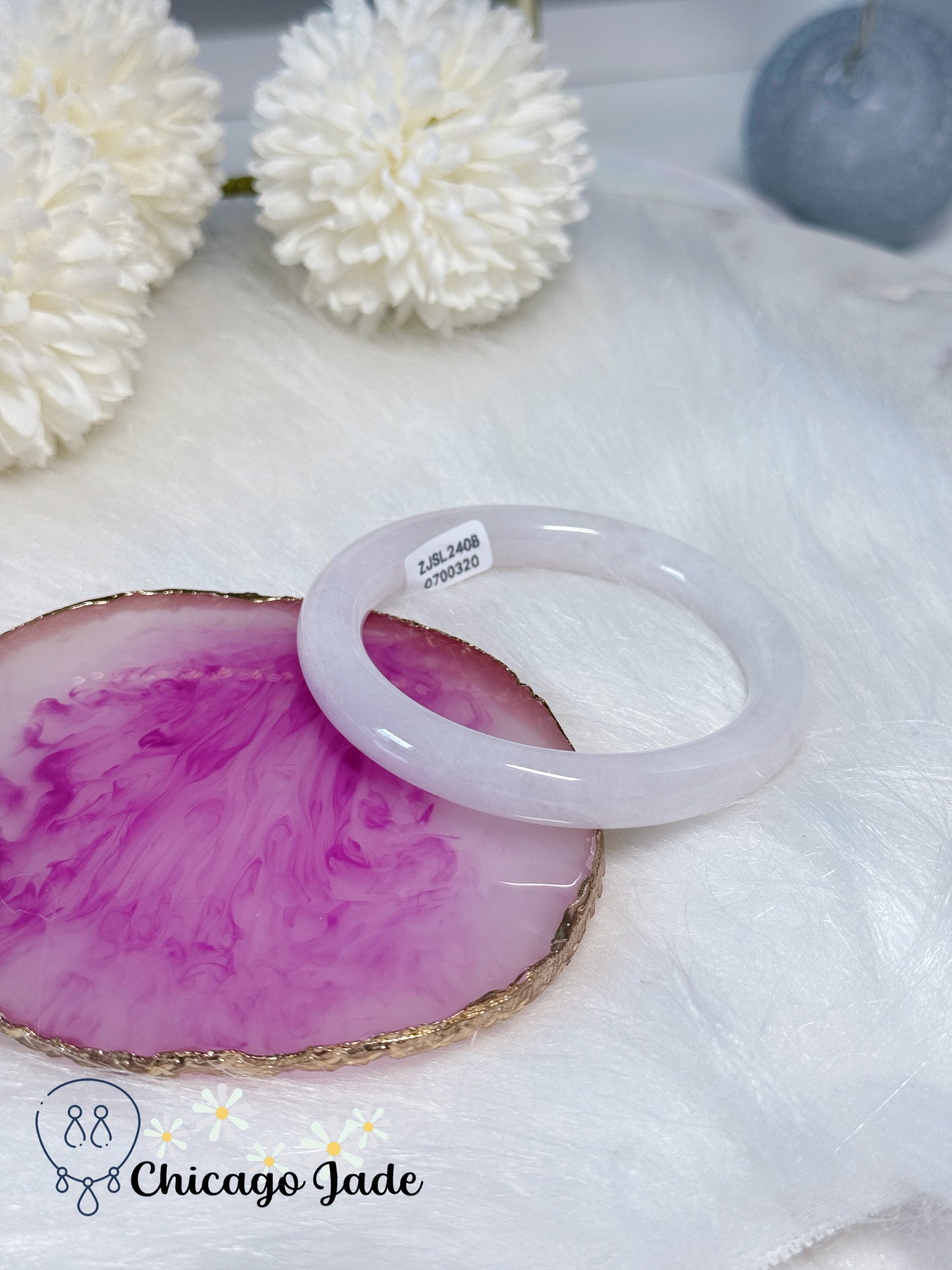 55.4mm Size M Perfect Moonlight White Natural Grade A Type A Untreated Burma Jadeite Jade Feicui Bangle Certified Authentic