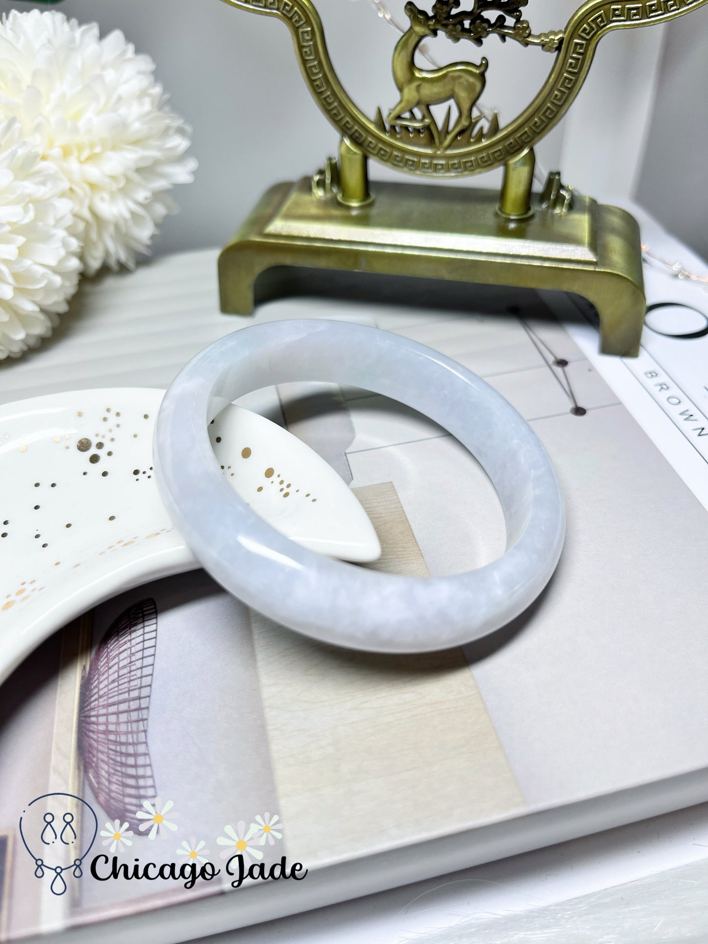 55.1mm Size M Translucent Icy Moonlight Jadeite Jade Feicui Bangle Certified Burma