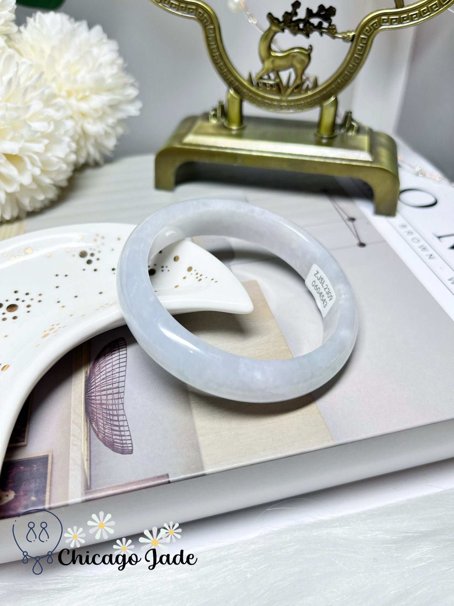 55.1mm Size M Translucent Icy Moonlight Jadeite Jade Feicui Bangle Certified Burma