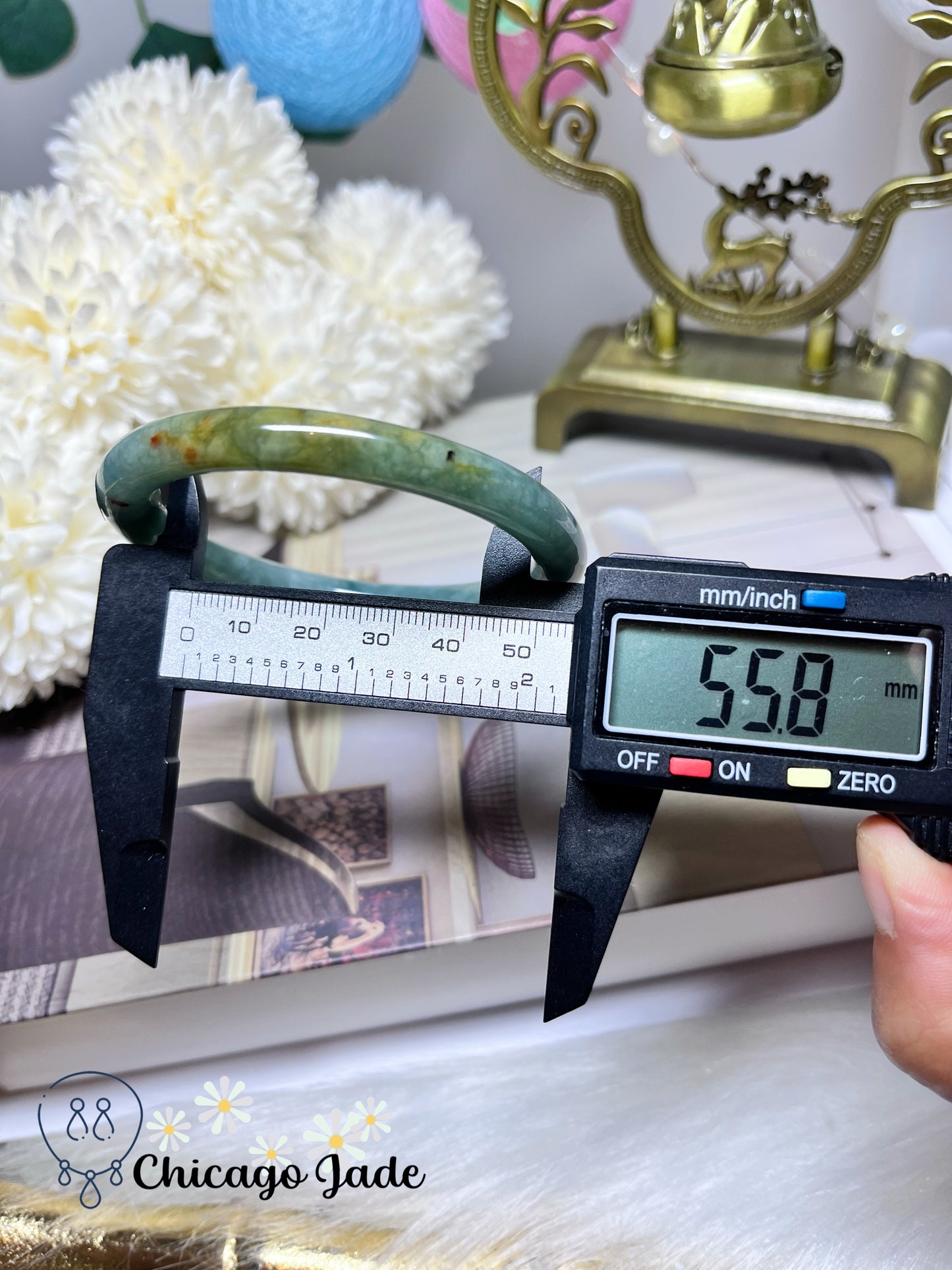 55.8mm Size M Full Green with Yellow Highlight Perfect Round Jadeite Jade Feicui Bangle Certified Burma