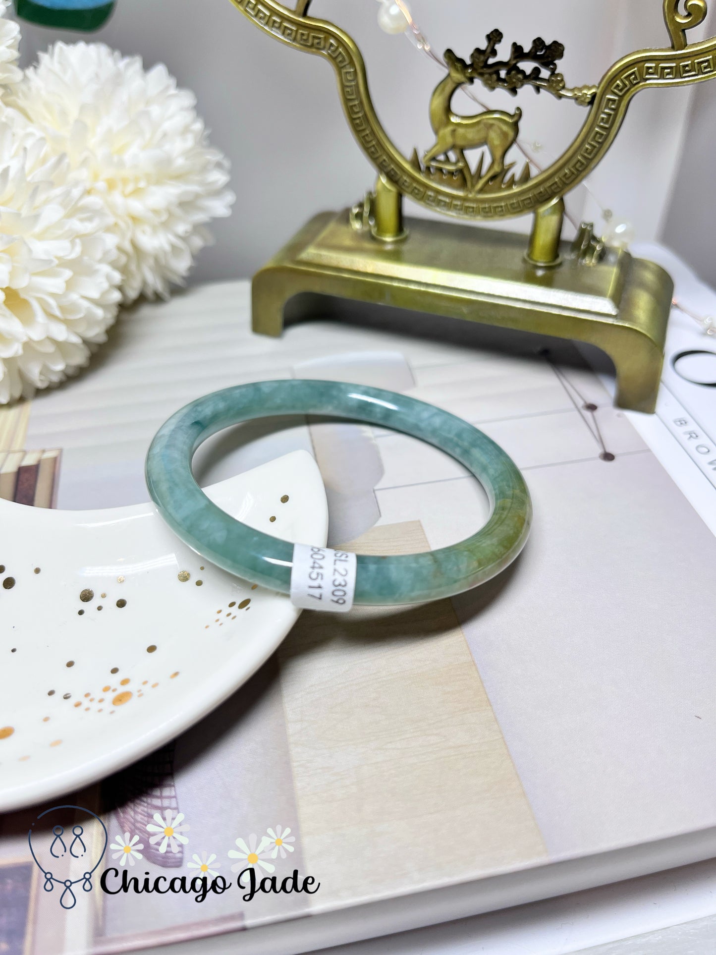 55.8mm Size M Full Green with Yellow Highlight Perfect Round Jadeite Jade Feicui Bangle Certified Burma