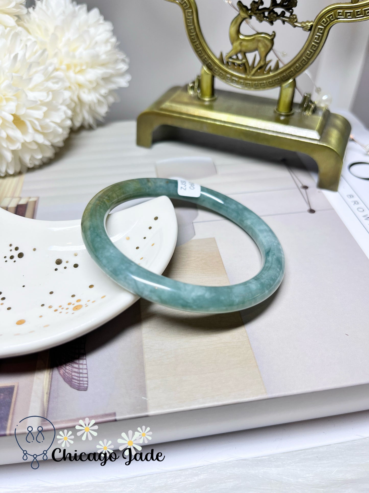 55.8mm Size M Full Green with Yellow Highlight Perfect Round Jadeite Jade Feicui Bangle Certified Burma