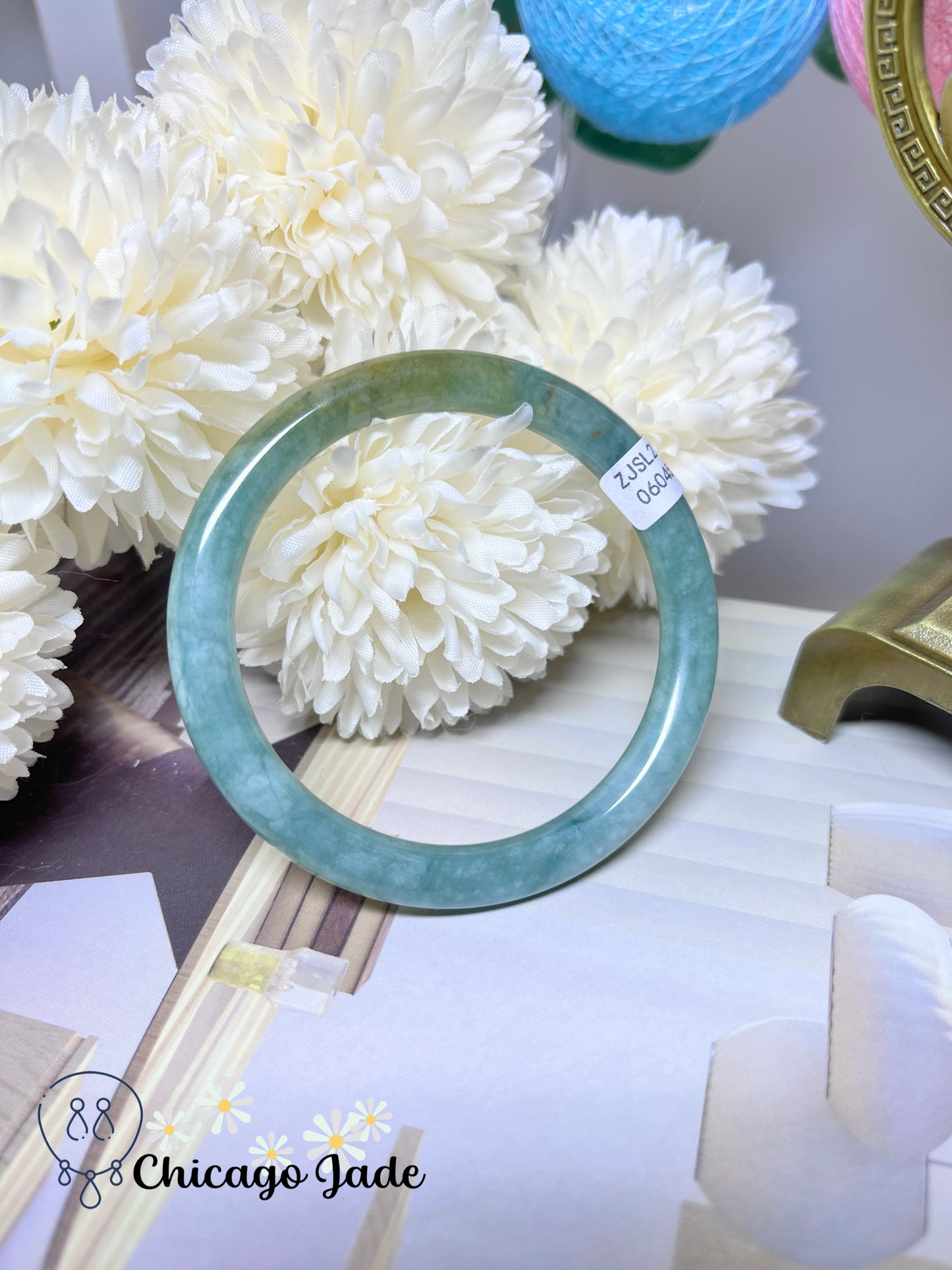 55.8mm Size M Full Green with Yellow Highlight Perfect Round Jadeite Jade Feicui Bangle Certified Burma