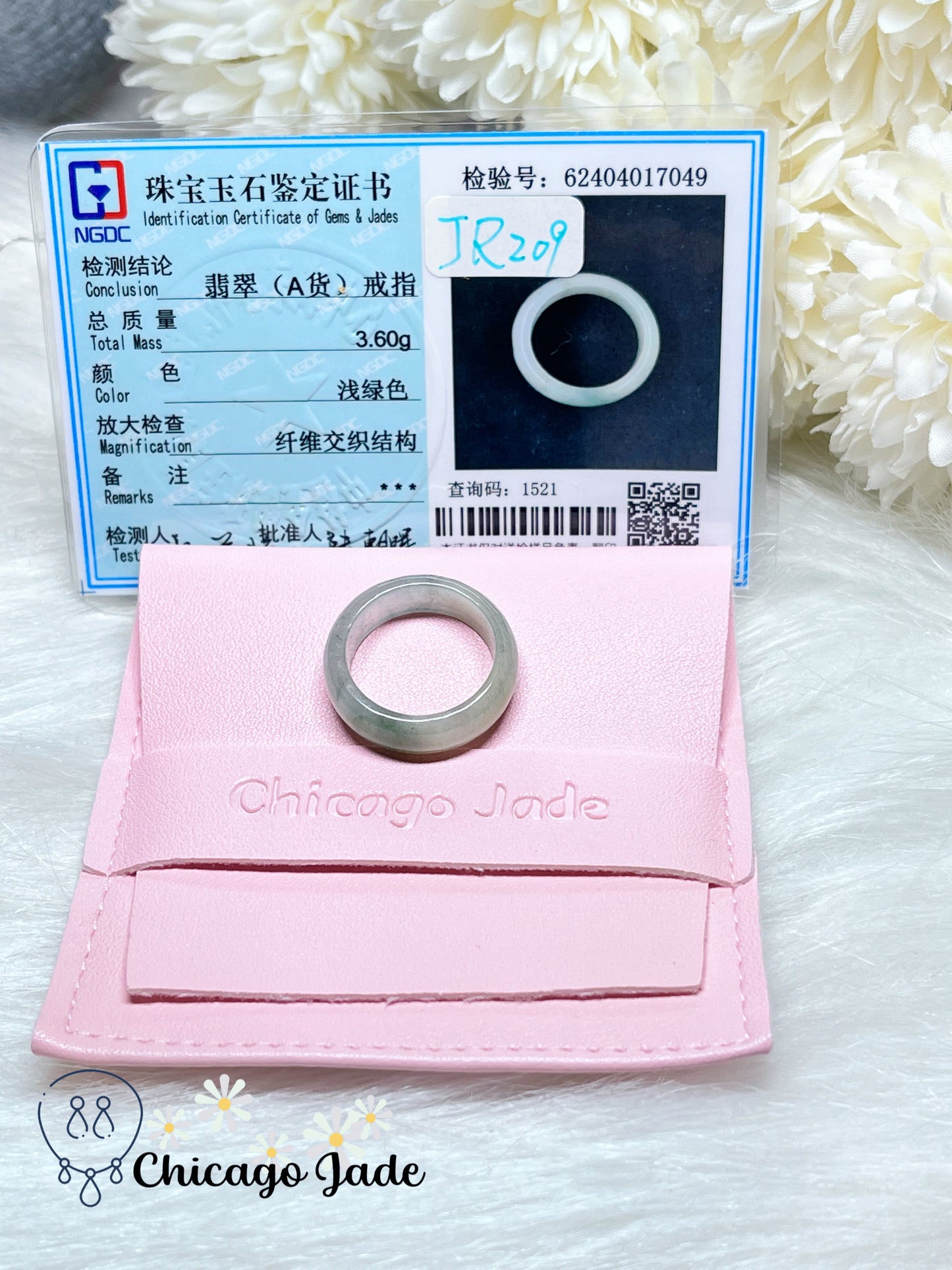 Size 7-7.5 Light Green Icy Translucent Natural Grade A Authentic Untreated Certified Burma Jadeite Jade Feicui Ring Band