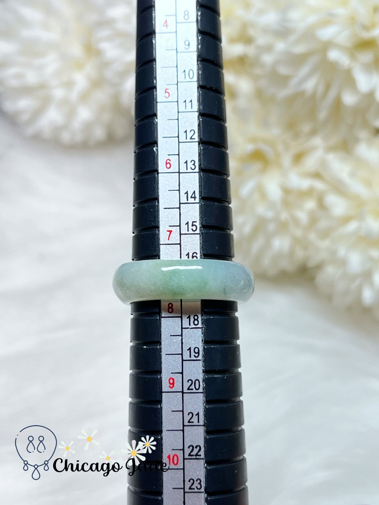 Size 7-7.5 Light Green Icy Translucent Natural Grade A Authentic Untreated Certified Burma Jadeite Jade Feicui Ring Band