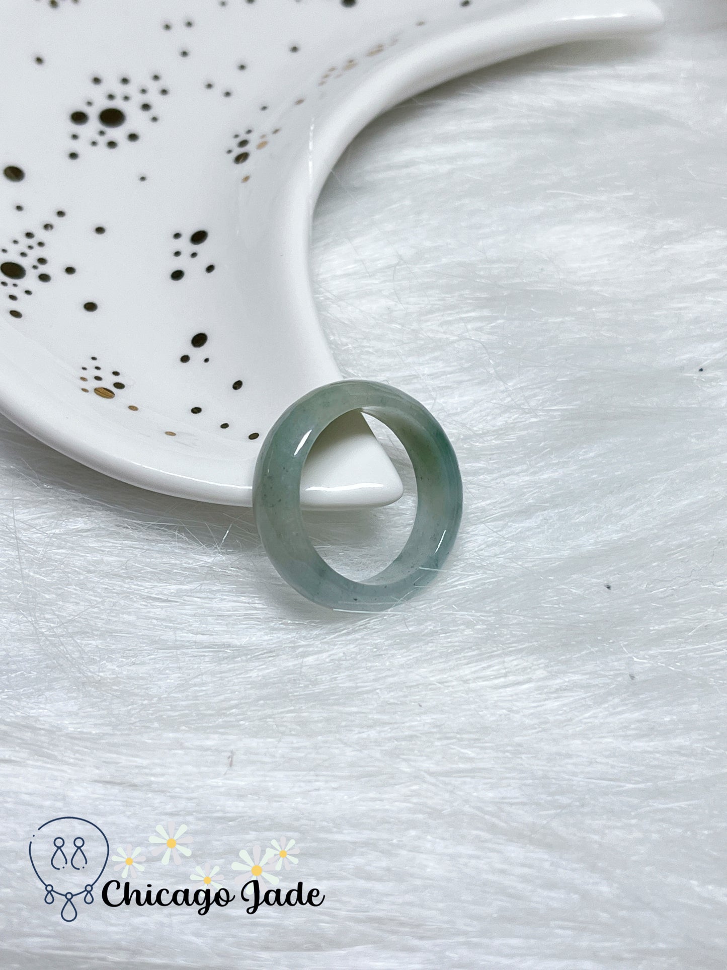 Size 7-7.5 Light Green Icy Translucent Natural Grade A Authentic Untreated Certified Burma Jadeite Jade Feicui Ring Band