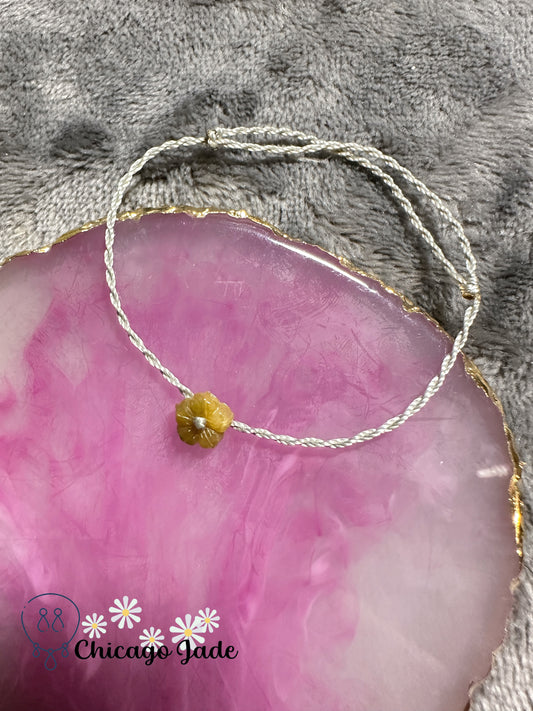 Gradient yellow cherry flower jadeite jade rope bracelet