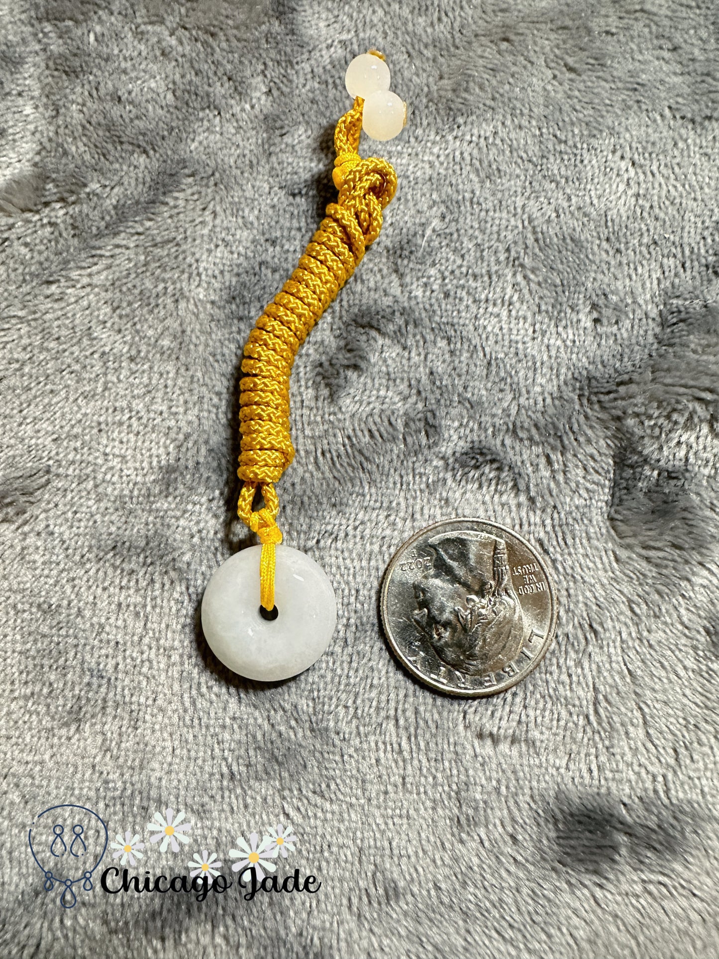Pingan Kou string necklace jadeite jade stone yellow rope authentic jade good wishes for safety