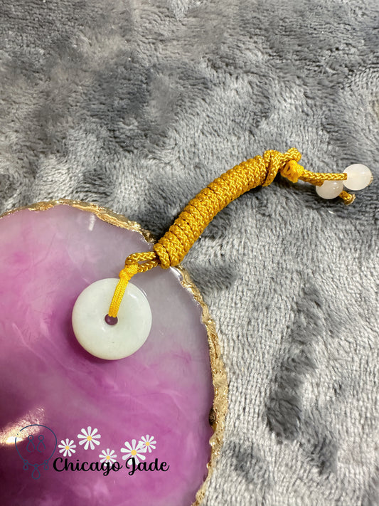 Pingan Kou string necklace jadeite jade stone yellow rope authentic jade good wishes for safety